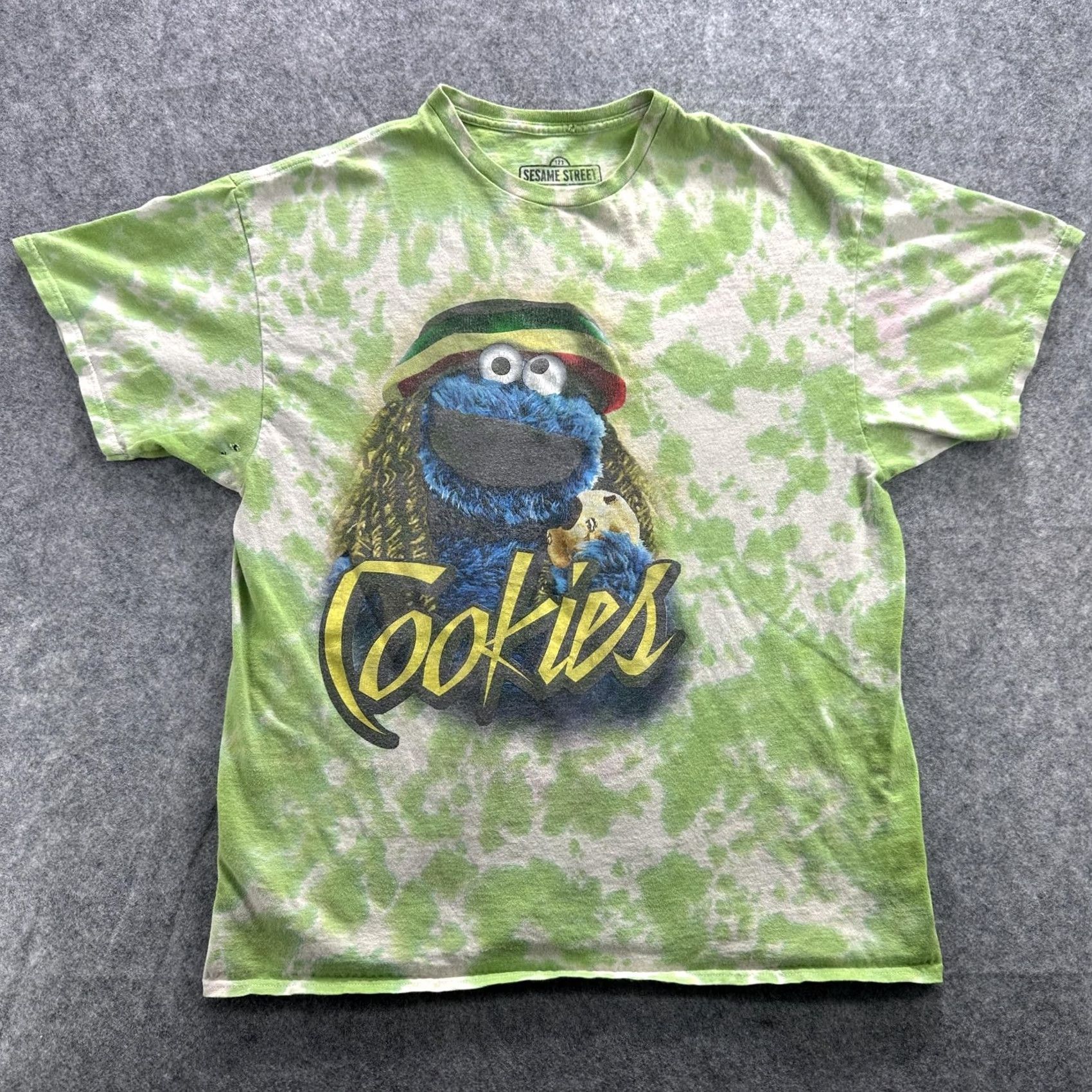 Vintage Sesame Street Shirt Mens Large Green Tie Dye Graphic Tee Cookie Monster Rasta Size US L / EU 52-54 / 3 - 2 Thumbnail
