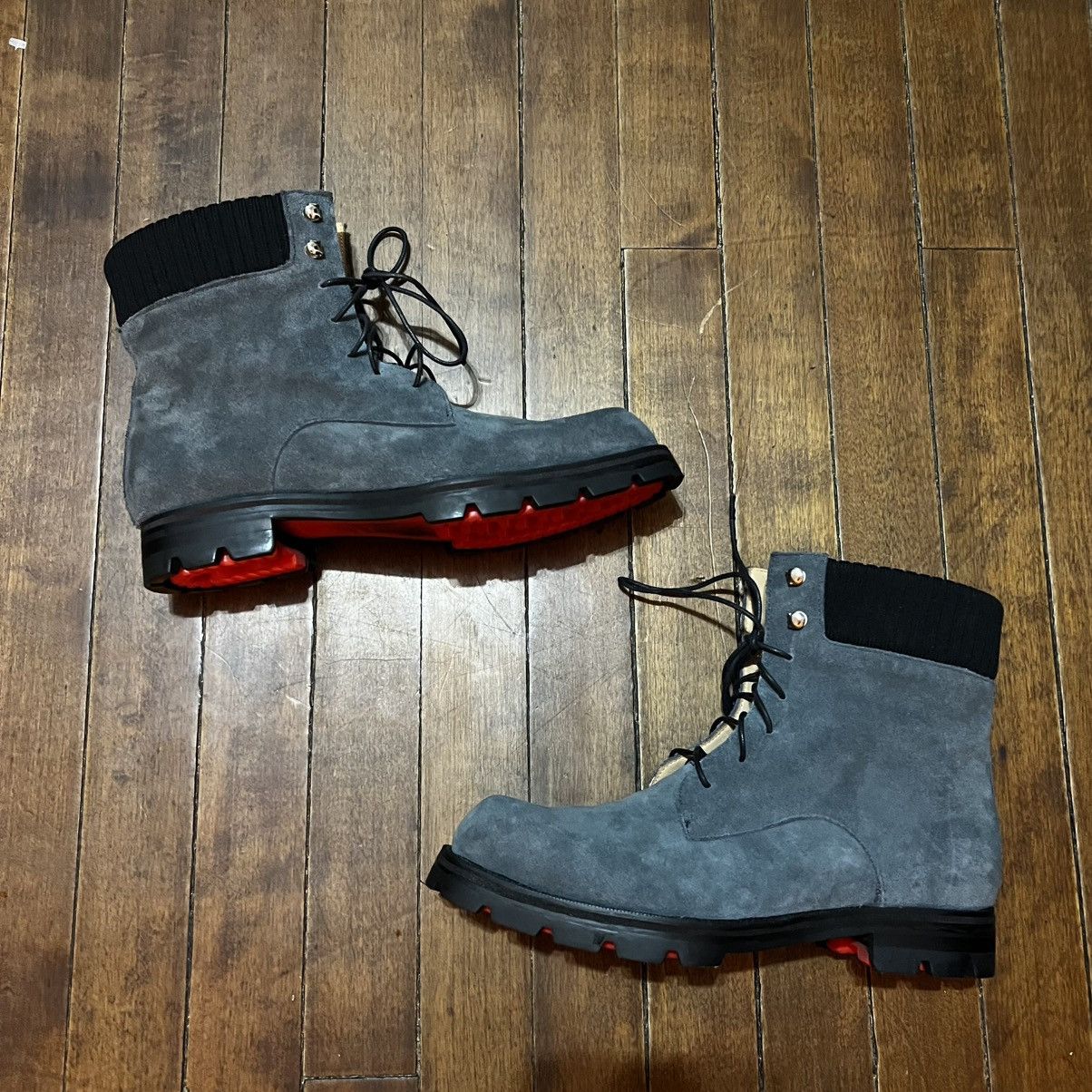 Christian Louboutin Trapman Boots Red Bottoms Christian Louboutin Trapman Flat Boots (ON FOOT  main image 2
