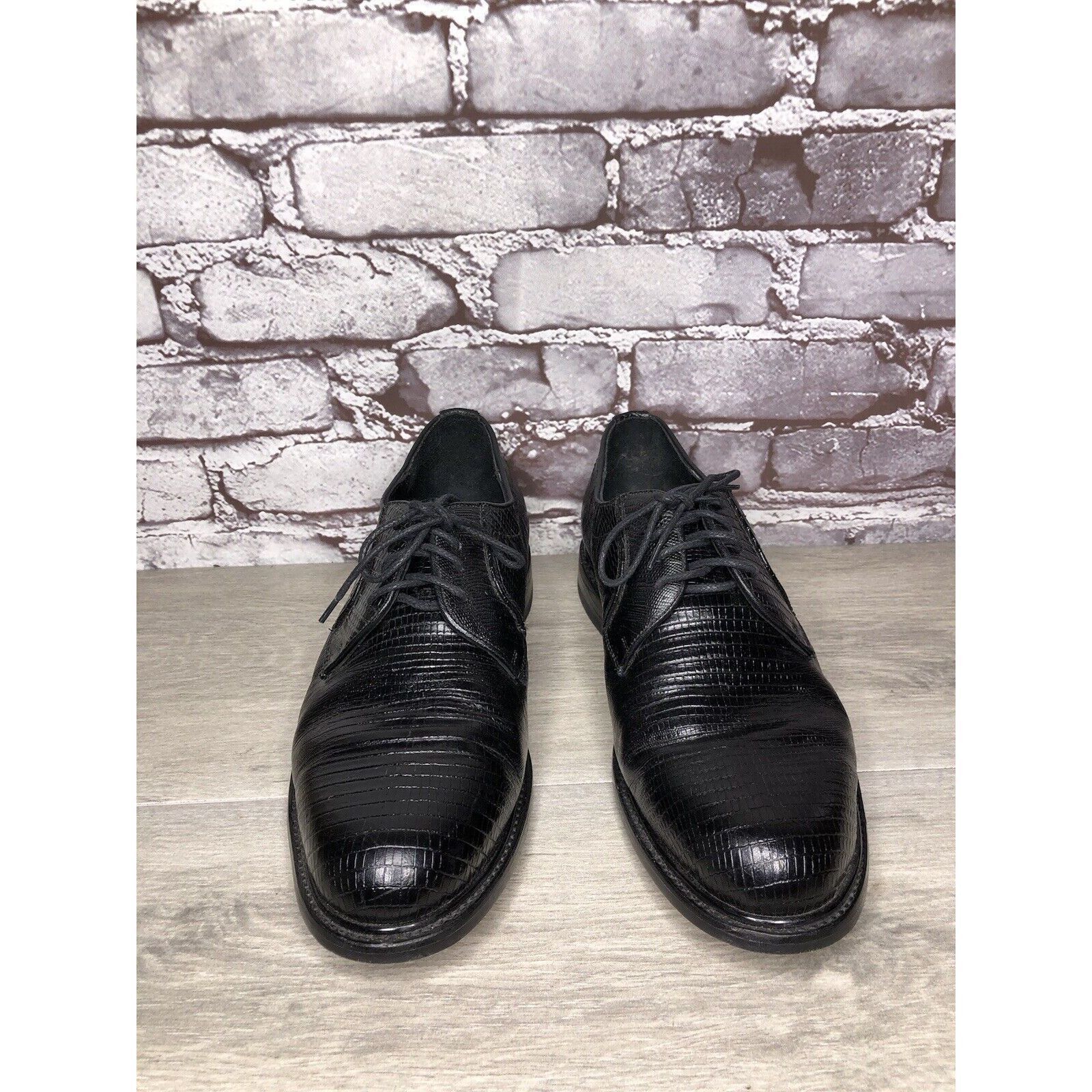 Other Monaco Goodyear Welt Black Leather Croc Oxfords Dress Shoes Size US 10.5 / EU 43-44 - 11 Thumbnail