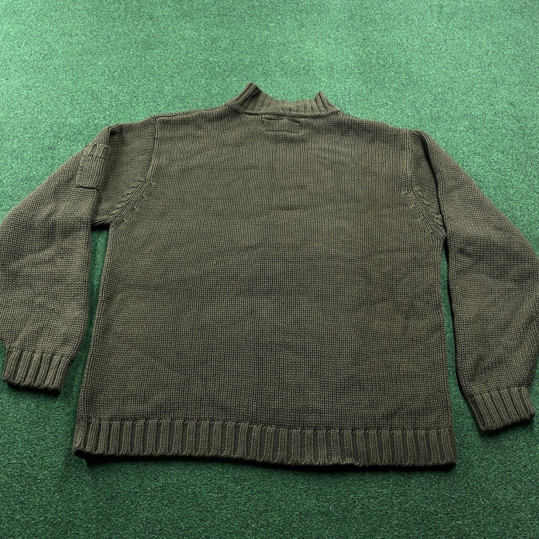 Olive VINTAGE Striped Knit Sweatshirt Mens M Olive Green 90S Y2K Heavy Acrylic Sweater Size US M / EU 48-50 / 2 - 3 Thumbnail