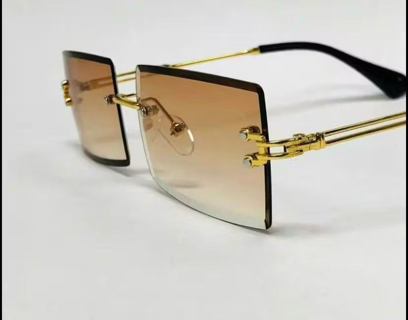 Streetwear Mens Rimless Buffs Glasses Rectangular Honey Lens | Grailed