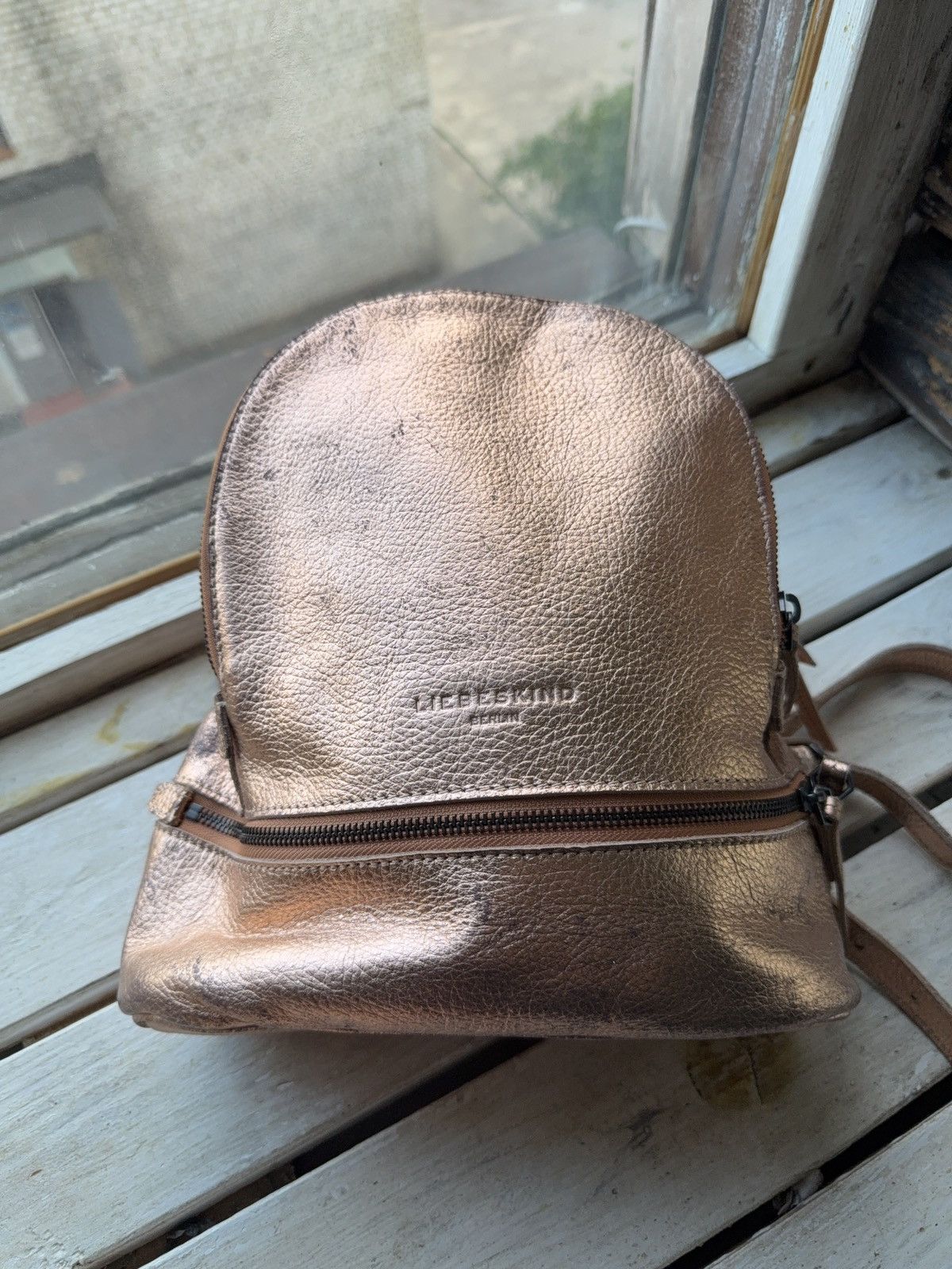 LIEBESKIND BERLIN Vintage LIEBESKIND BERLIN faded Leather backpack pink gold Size ONE SIZE - 8 Thumbnail