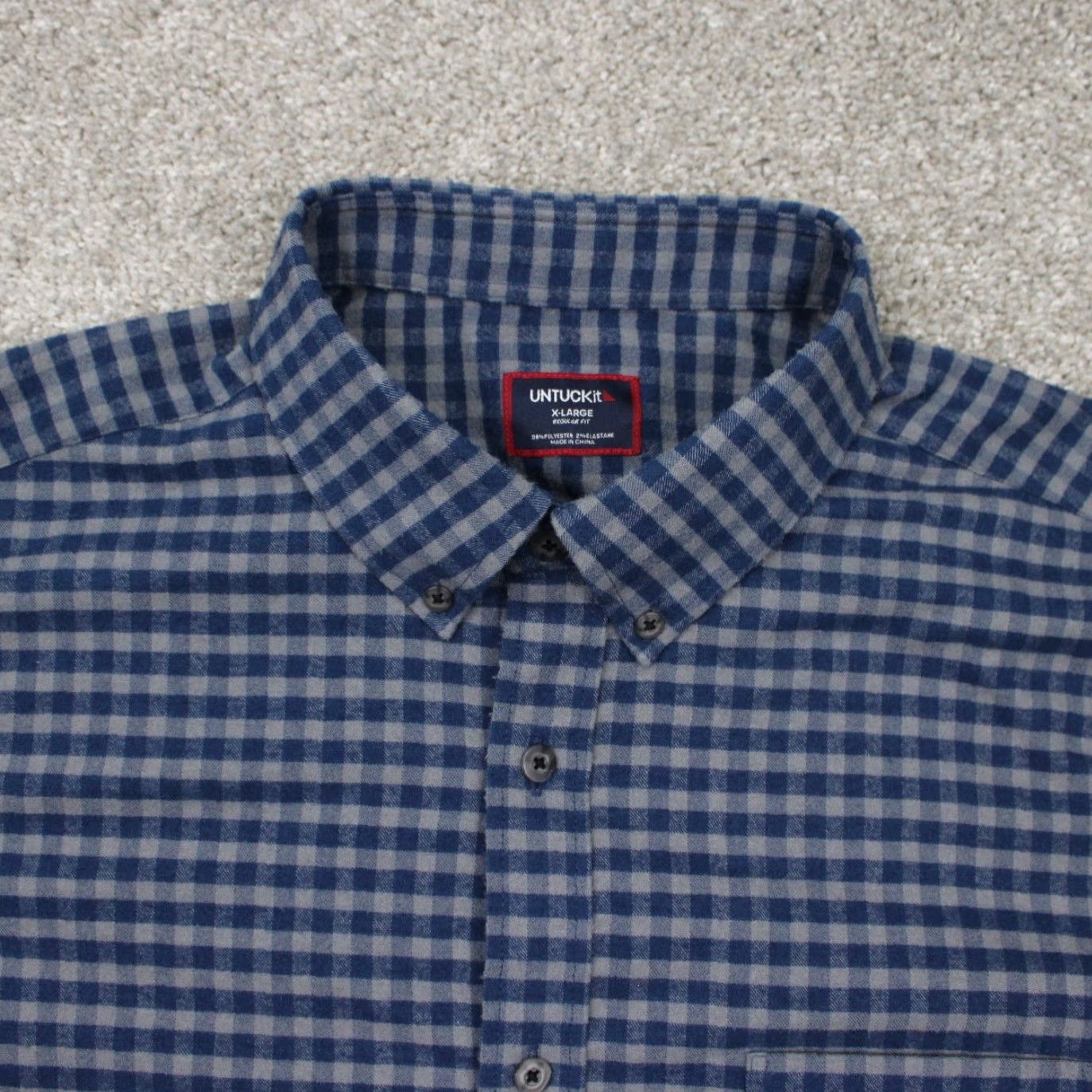 UNTUCKit UNTUCKit Bergstrom Shirt Mens XL Blue Regular Fit Cotton Long Sleeve Button Up Size US XL / EU 56 / 4 - 5 Thumbnail