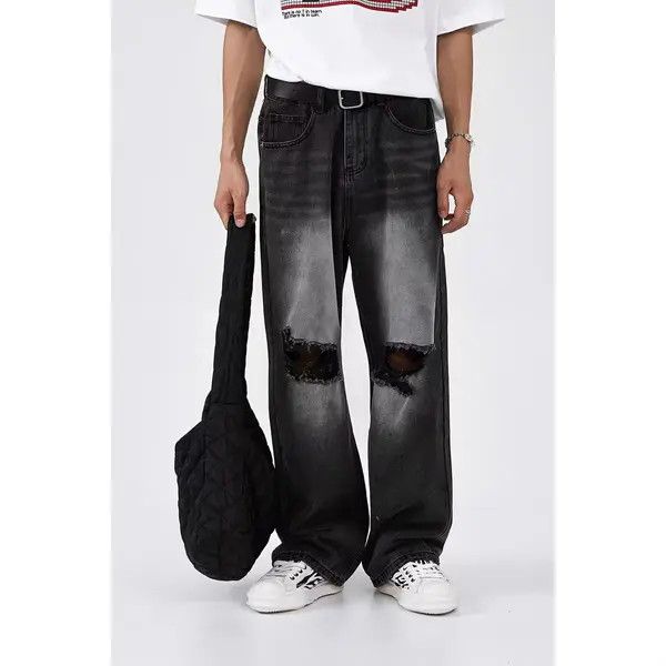 VIBE Vintage Distressed Straight Relaxed Wide-Leg Jeans Size US 32 / EU 48 - 4 Thumbnail