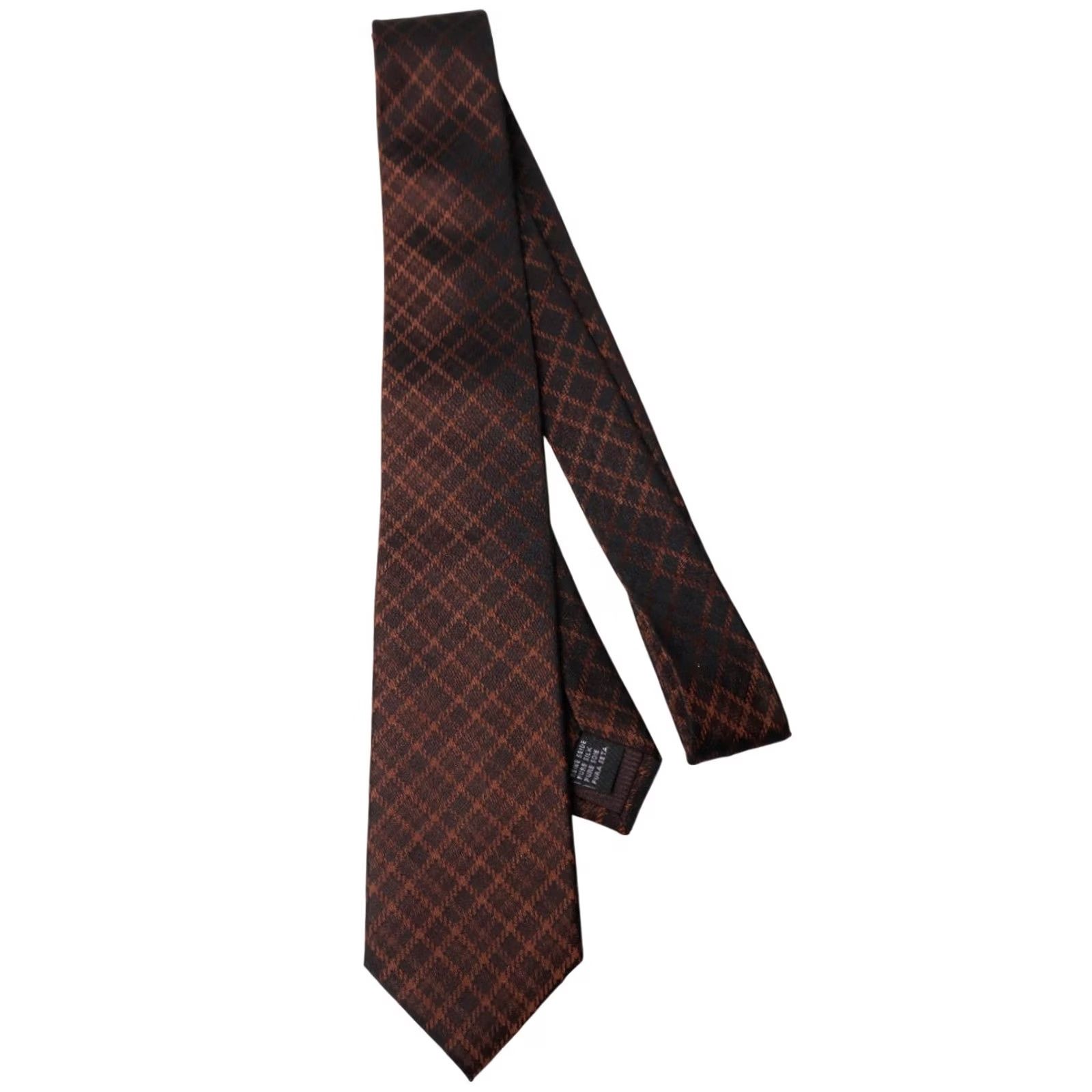 Vintage ATLAS DESIGN Tie Men's One Size Brown Pointed Patterned 100% Silk Texas? Size ONE SIZE - 4 Thumbnail