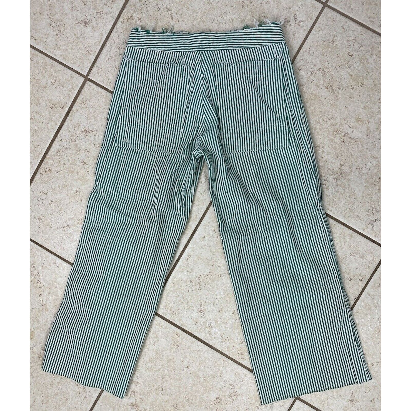 Marni Marni Green White Striped Wide-Leg Pants Size 40 IT Culottes Size 27" / US 4 / IT 40 - 7 Thumbnail