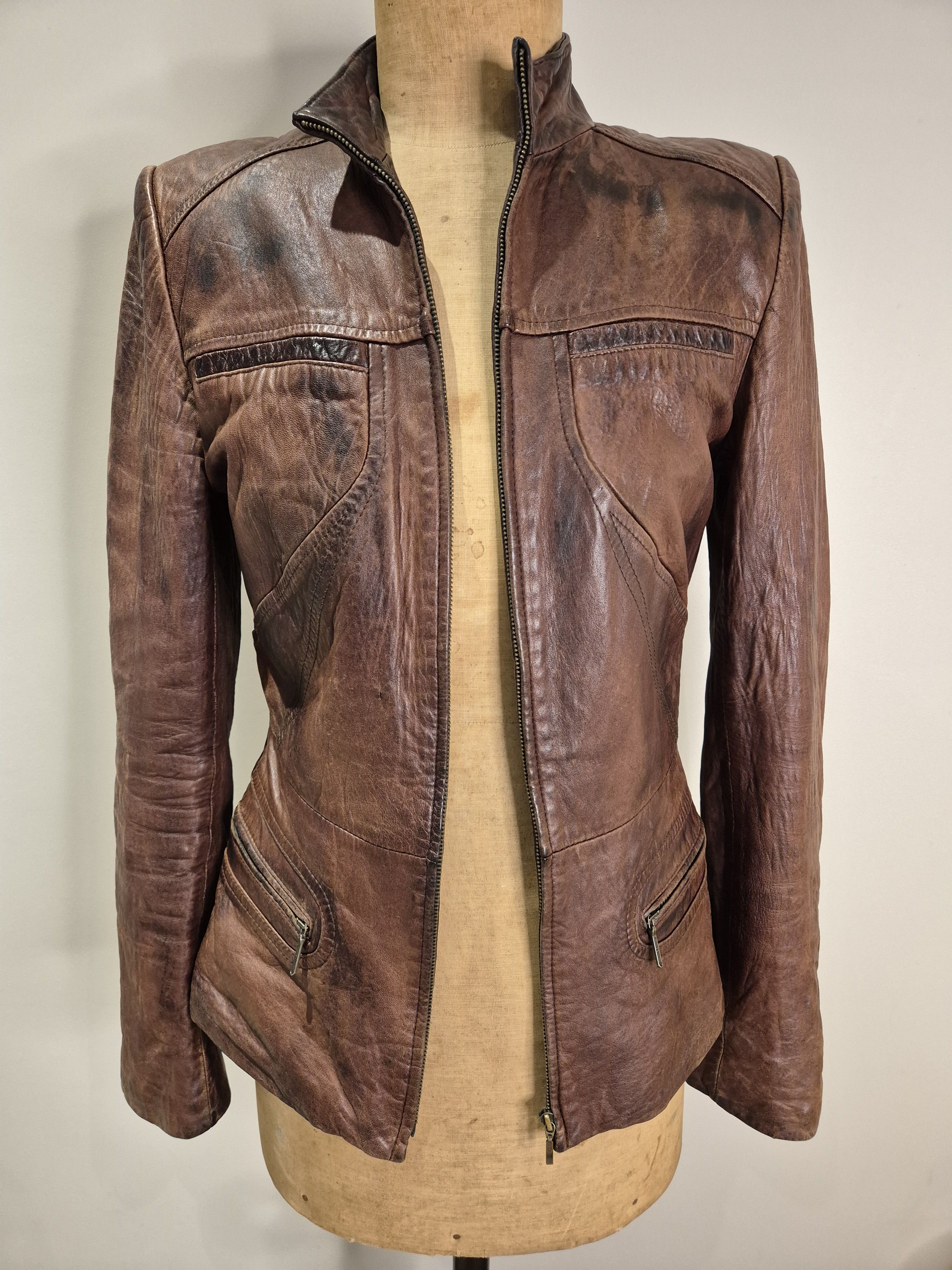 Vintage Vintage Leather Jacket, Silk lining Size S / US 4 / IT 40 - 1 Thumbnail