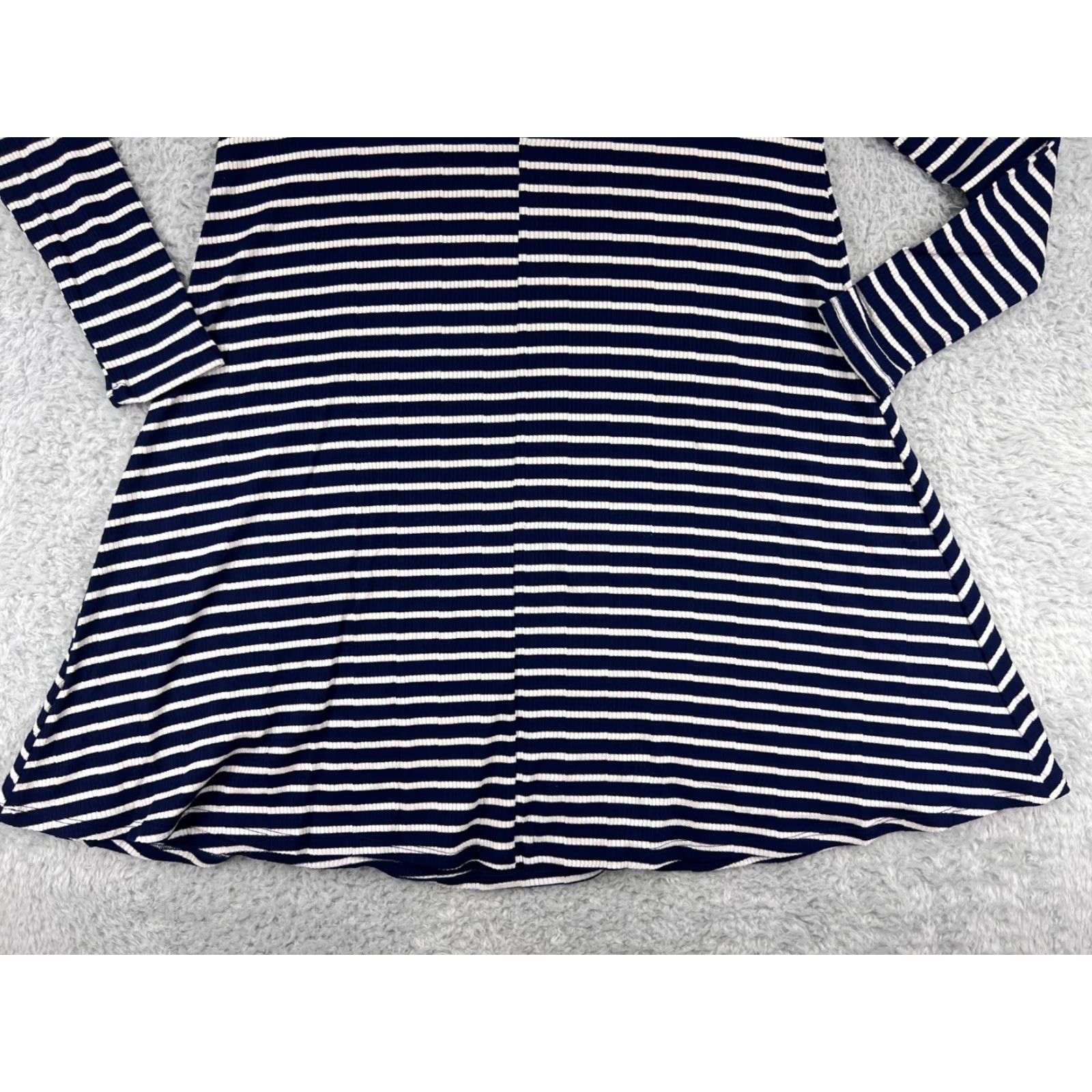 Vintage LA made Dress Womens M Blue White Striped Mini Long Sleeve Polyester Blend Size M / US 6-8 / IT 42-44 - 7 Thumbnail