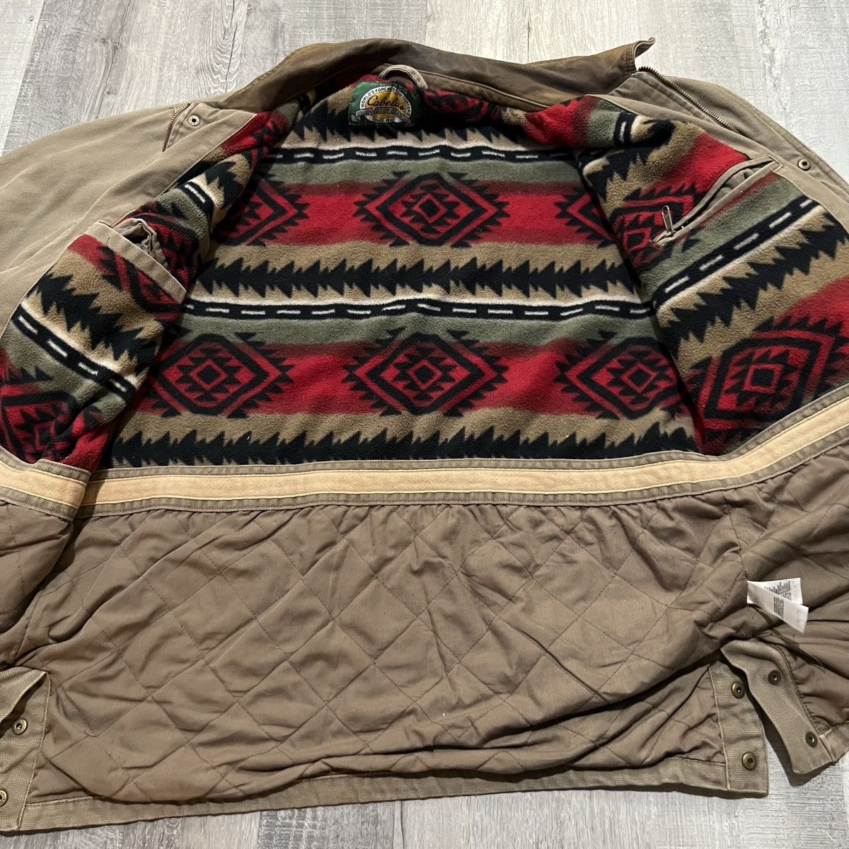 Cabelas × Vintage VTG Cabelas Aztec Lined Brown Canvas Chore Barn Work Coat Size US L / EU 52-54 / 3 - 4 Thumbnail