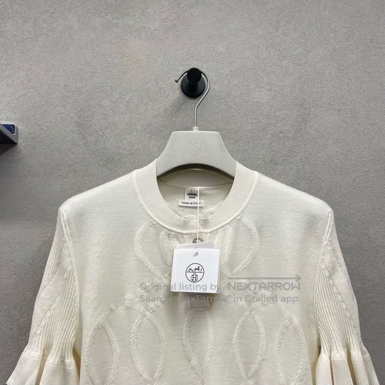 Hermes Hermes White chain gem button short-sleeved sweater Size XS / US 0-2 / IT 36-38 - 3 Thumbnail
