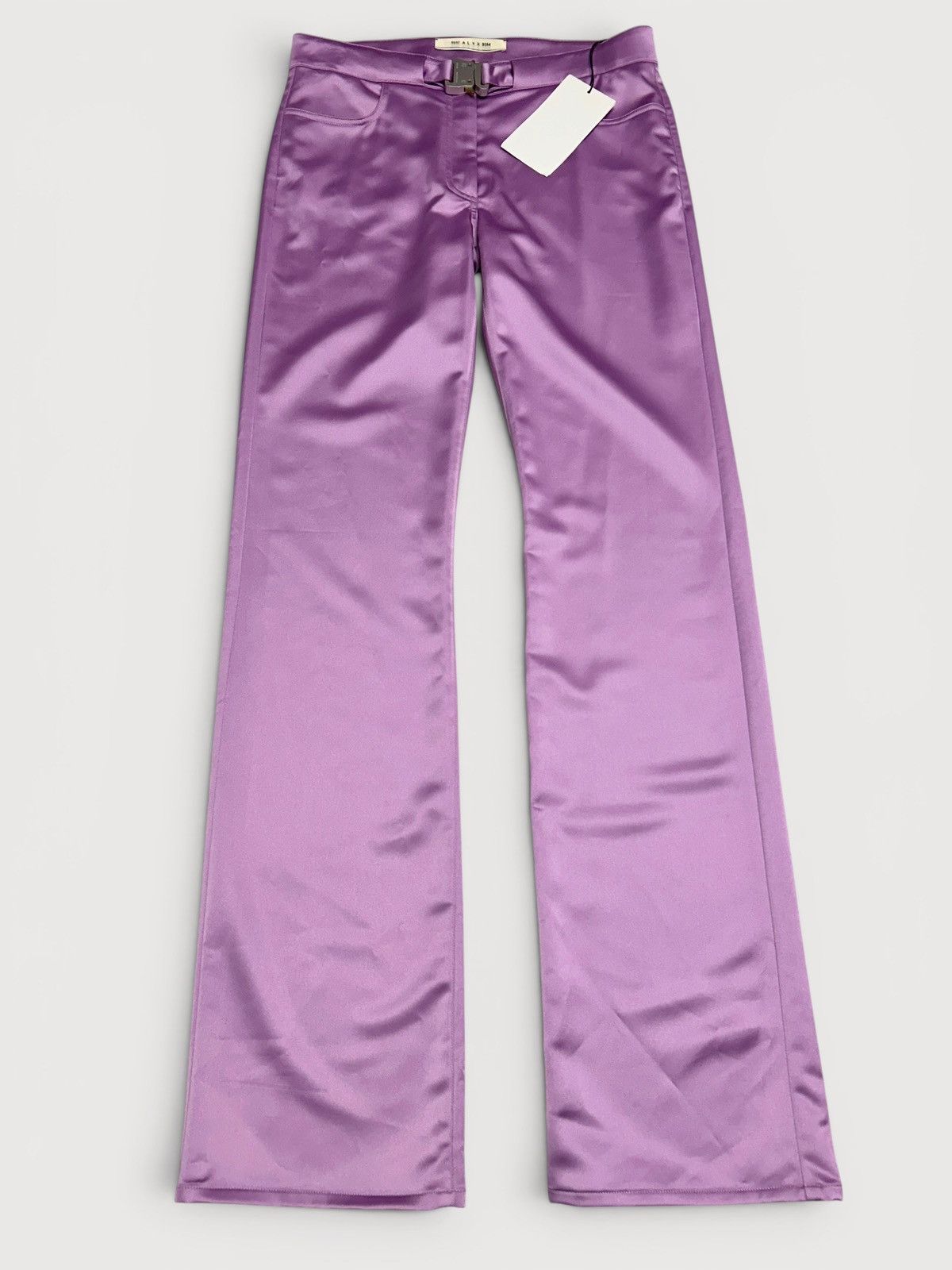 1017 ALYX 9SM SS2023 Purple Satin Rollercoaster Buckle Flared Pant Size US 31 - 1 Thumbnail