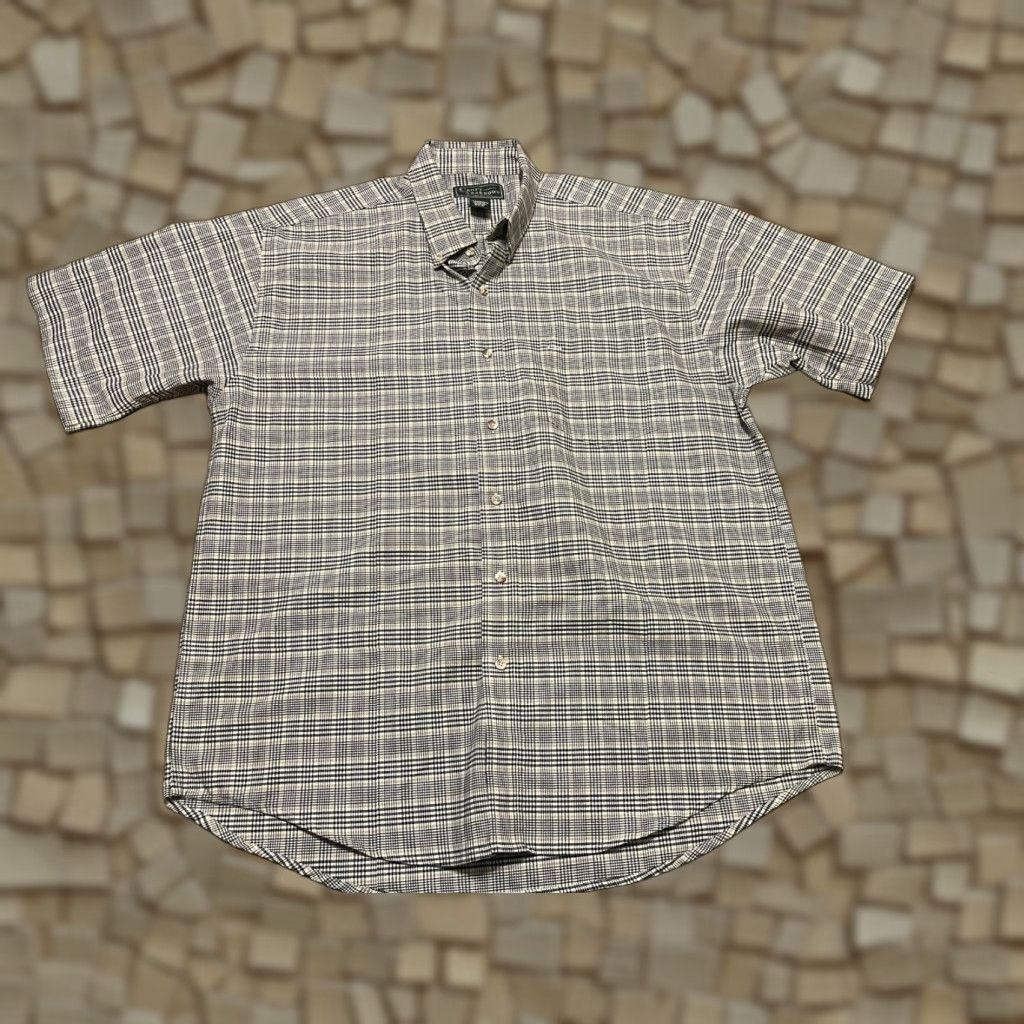 Croft & Barrow Croft & Barrow Shirt Mens Large Black Tan White Plaid Button Up Size US L / EU 52-54 / 3 - 1 Thumbnail