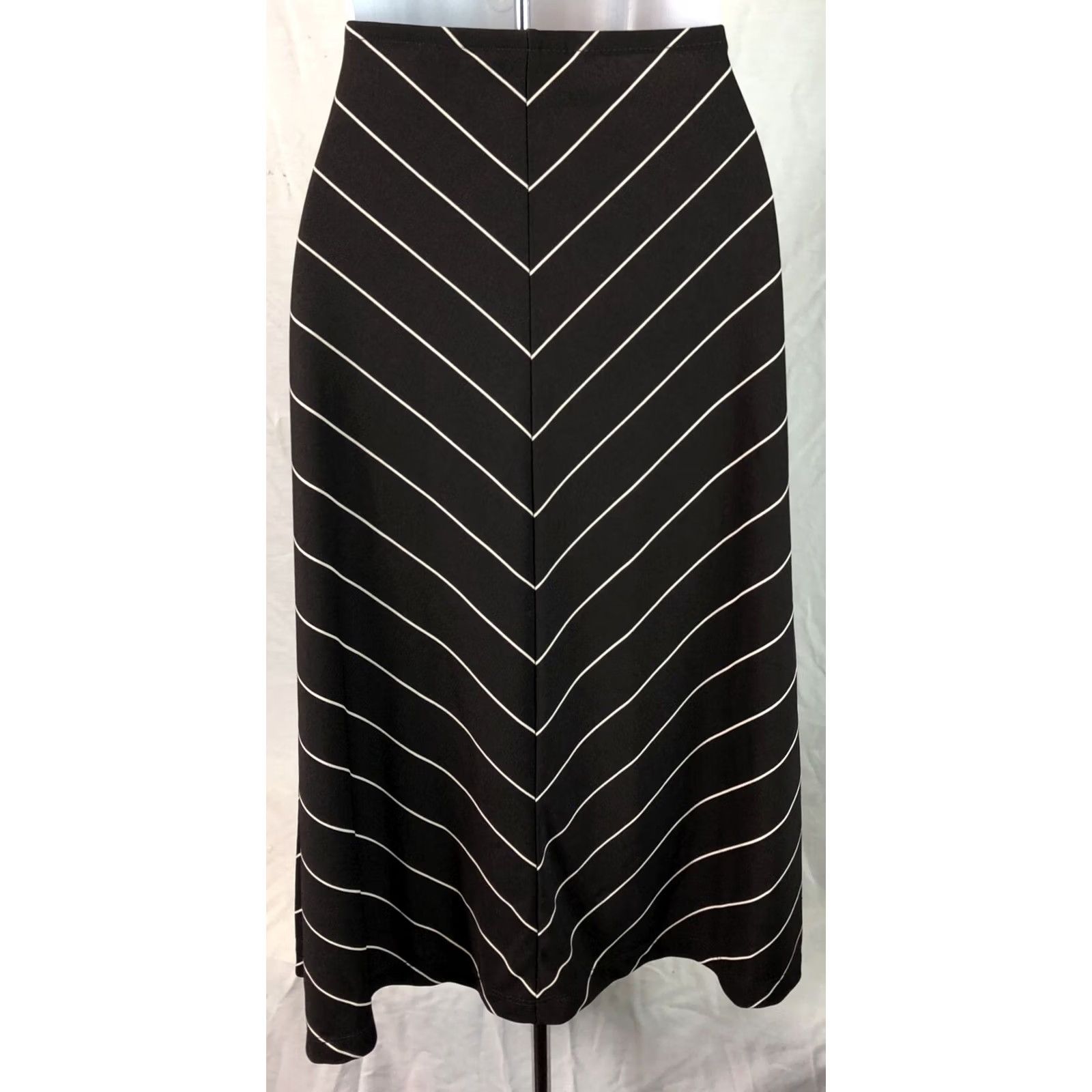 Vintage VINTAGE NYC Skirt S Brown Stripe A Line 27”W Midi Flare Office Goth Bohemian 90s Womens Size 28" / US 6 / IT 42 - 5 Thumbnail