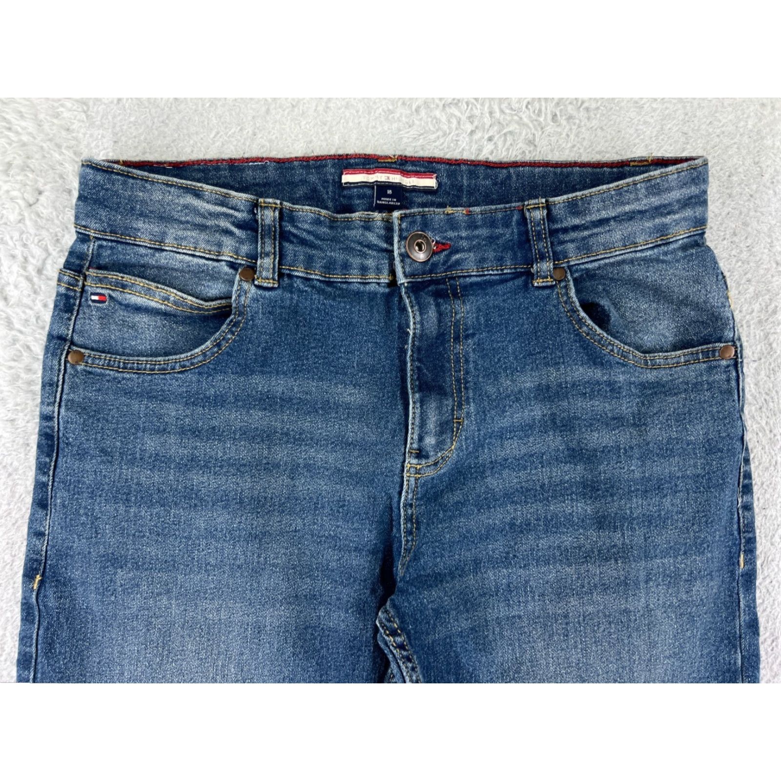 Tommy Hilfiger Tommy Hilfiger Jeans Juniors 18 Blue Denim Straight Leg Cotton Blend 27x30 Women's 5-Pocket Design Mid Rise Size 40" / US 18 - 7 Thumbnail