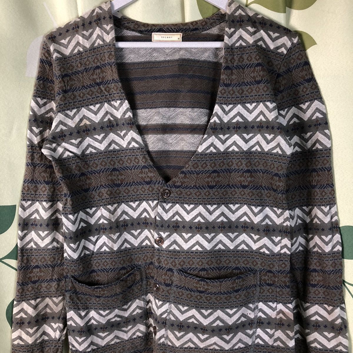 Homespun Knitwear × Japanese Brand Browny grey art vintage design Cardigan knitwear #7417 Size M / US 6-8 / IT 42-44 - 5 Thumbnail