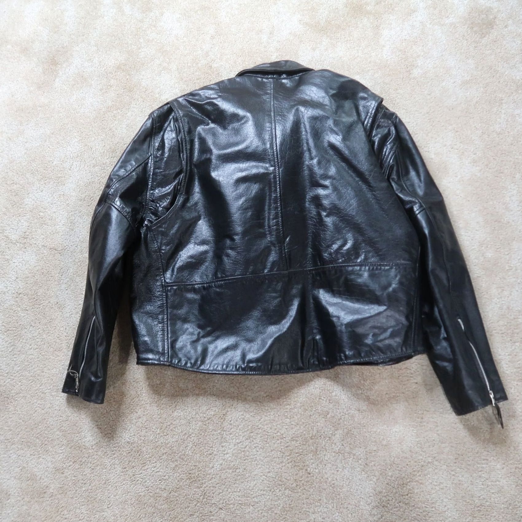 Vintage VINTAGE Eagle Leather Motorcycle Coat Men's 58 Black Bomber Jacket Lined Size US XXL / EU 58 / 5 - 7 Thumbnail