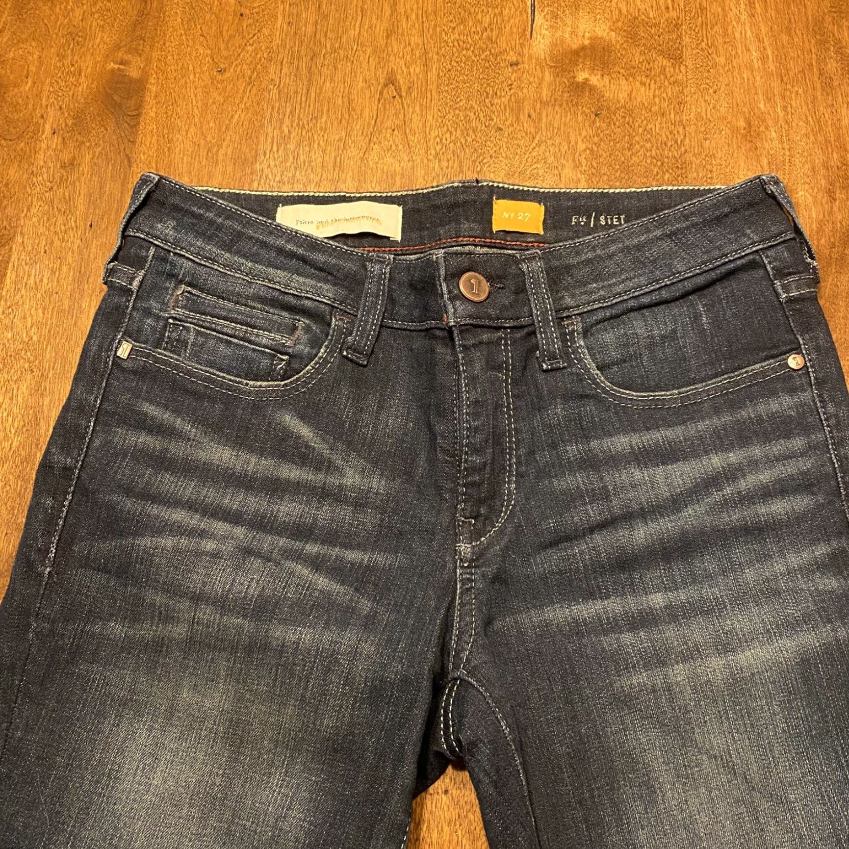 Vintage VINTAGE Pilcro & The Letterpress Jeans No. 27 Stet Flare Boot Cut Women 28x30 Dark Blue Size 28" / US 6 / IT 42 - 2 Thumbnail