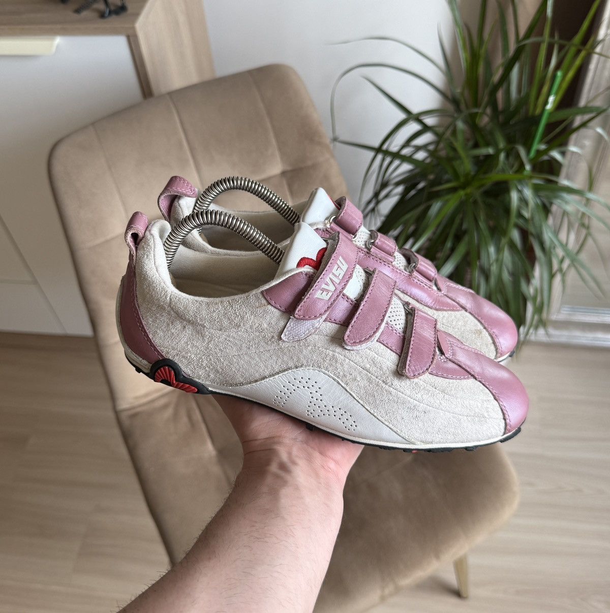 Evisu Vintage Evisu Pink Suede & Leather Velcro Sneakers (Rare) Size US 7 / IT 37 - 1 Thumbnail