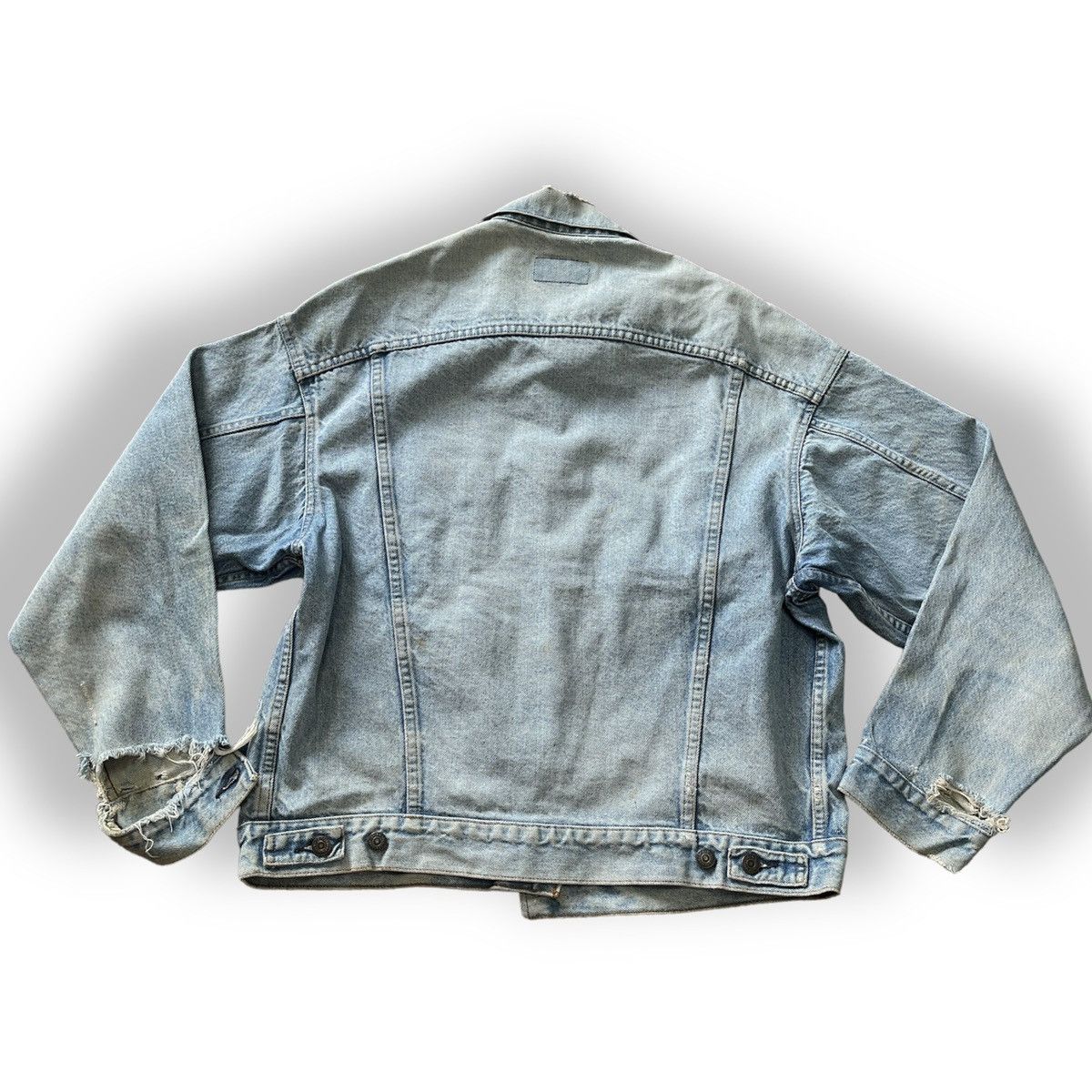 Levi's × Levi's Vintage Clothing Distressed Levis Denim Trucker Jacket Made In USA Size US L / EU 52-54 / 3 - 4 Thumbnail
