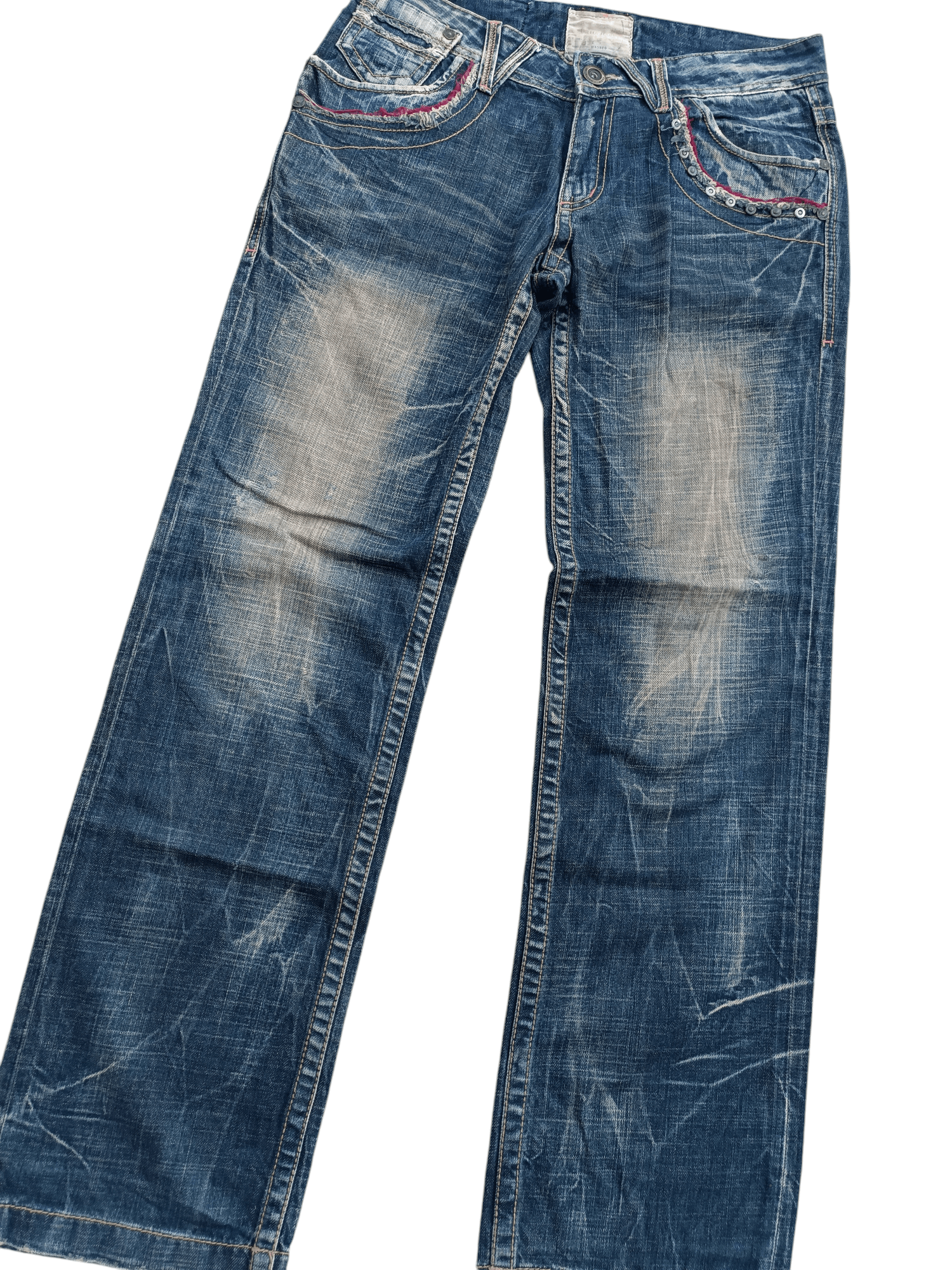 Japanese Brand Lolita Jeans Rusty Wash Whiskers Faded Denim E017 Size US 34 / EU 50 - 2 Thumbnail