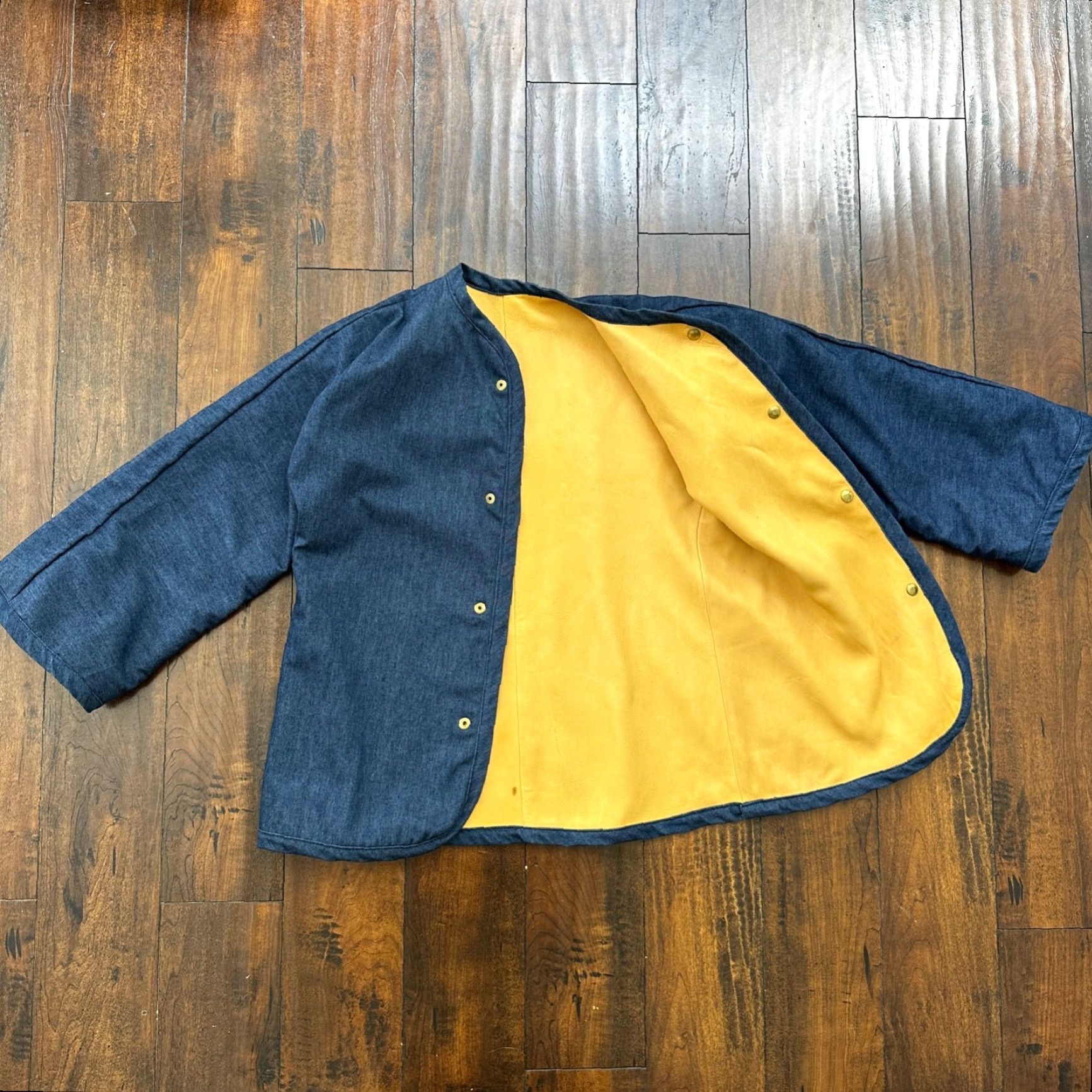 Denime Reversible Denim Leather Jacket - Rockabilly 1960s 70s Anorak Men L Blue Pockets Zip Button Size US L / EU 52-54 / 3 - 3 Thumbnail