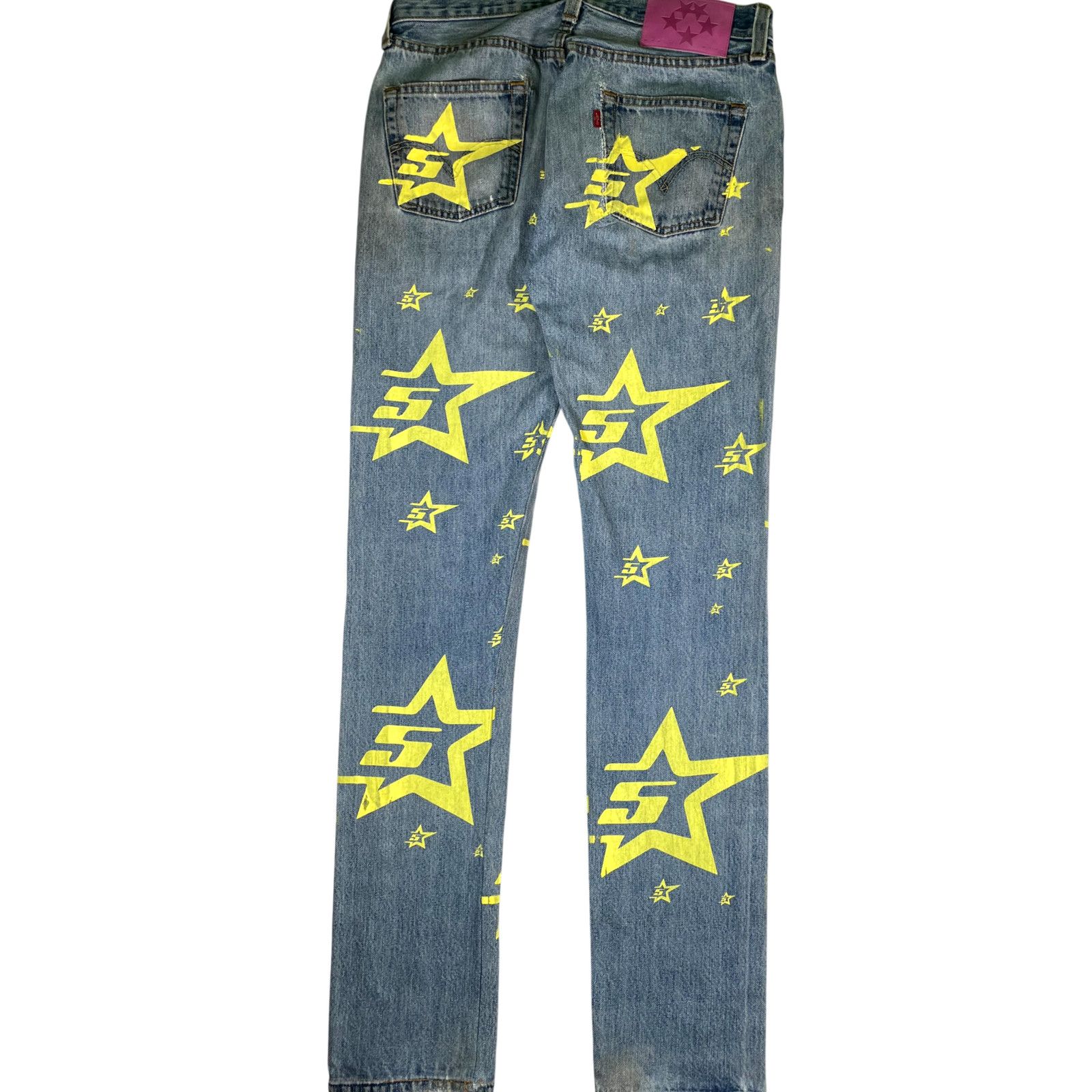 Sp5der Sp5der Star Light Wash & Yellow Jeans Size US 30 / EU 46 - 2 Thumbnail