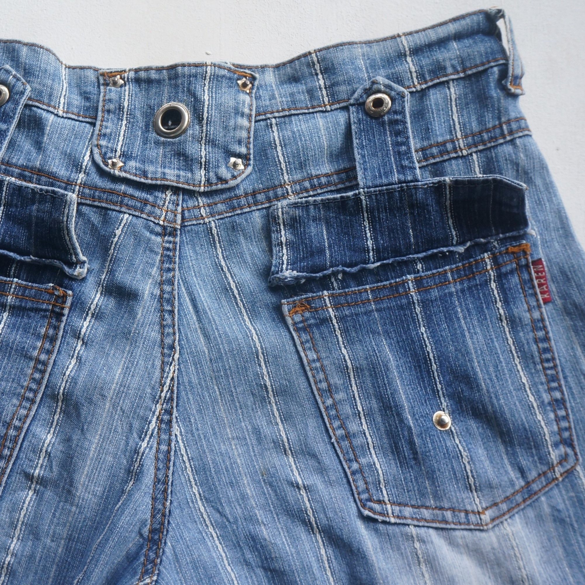 Japanese Brand KAREN Striped Flare Soft Jeans Size 30" / US 8 / IT 44 - 4 Thumbnail