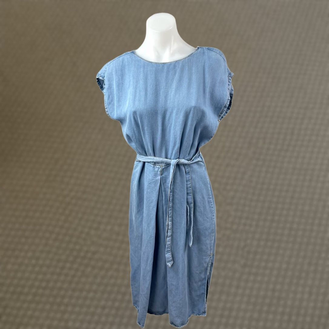 Zara ZARA ROYAL BLUE TWEED WIDE MINI DRESS WITH POCKETS SZ XS