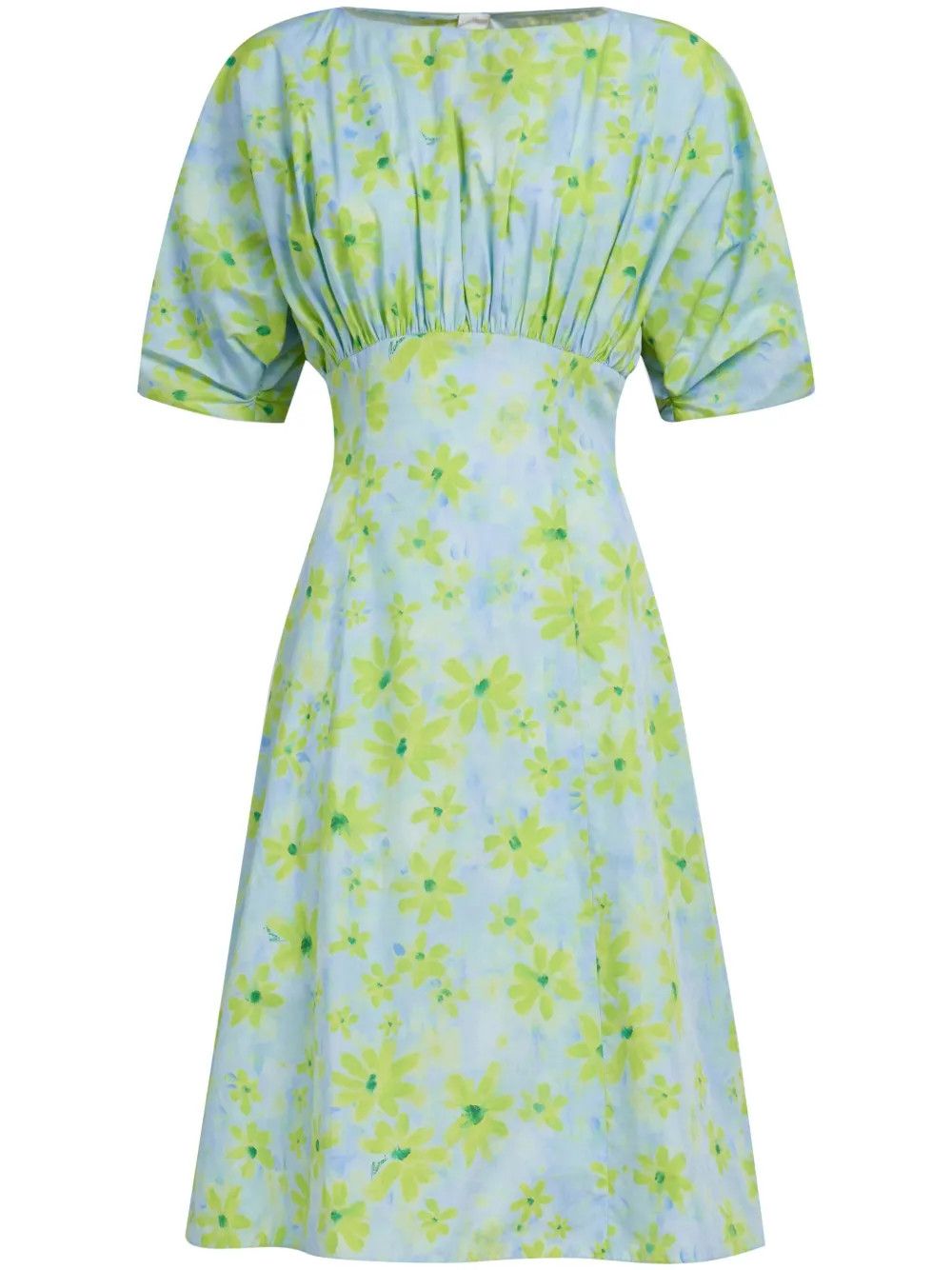 Marni oc11z0525 Floral Print Cotton Dress in Blue Size S / US 4 / IT 40 - 1 Thumbnail