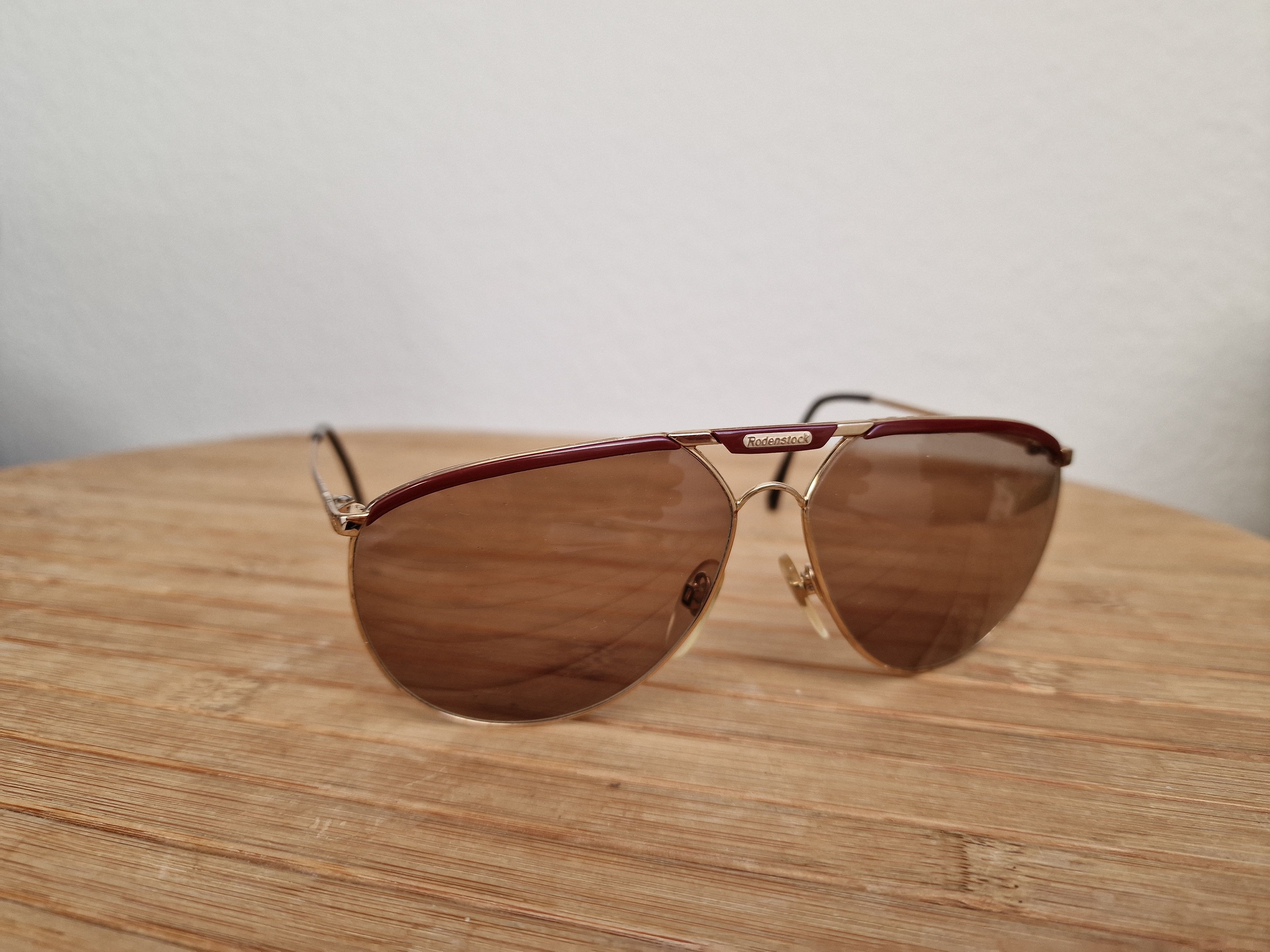 Vintage RODENSTOCK AVIATOR Sunglasses REMO GOLD \ BROWN Lensess USED Size ONE SIZE - 6 Thumbnail