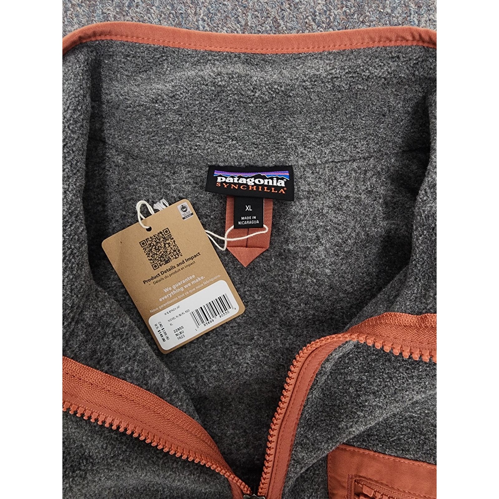 Patagonia XL Patagonia Full Zip Up Sweater Women's GREY ORANGE NWT Size XL / US 12-14 / IT 48-50 - 4 Thumbnail