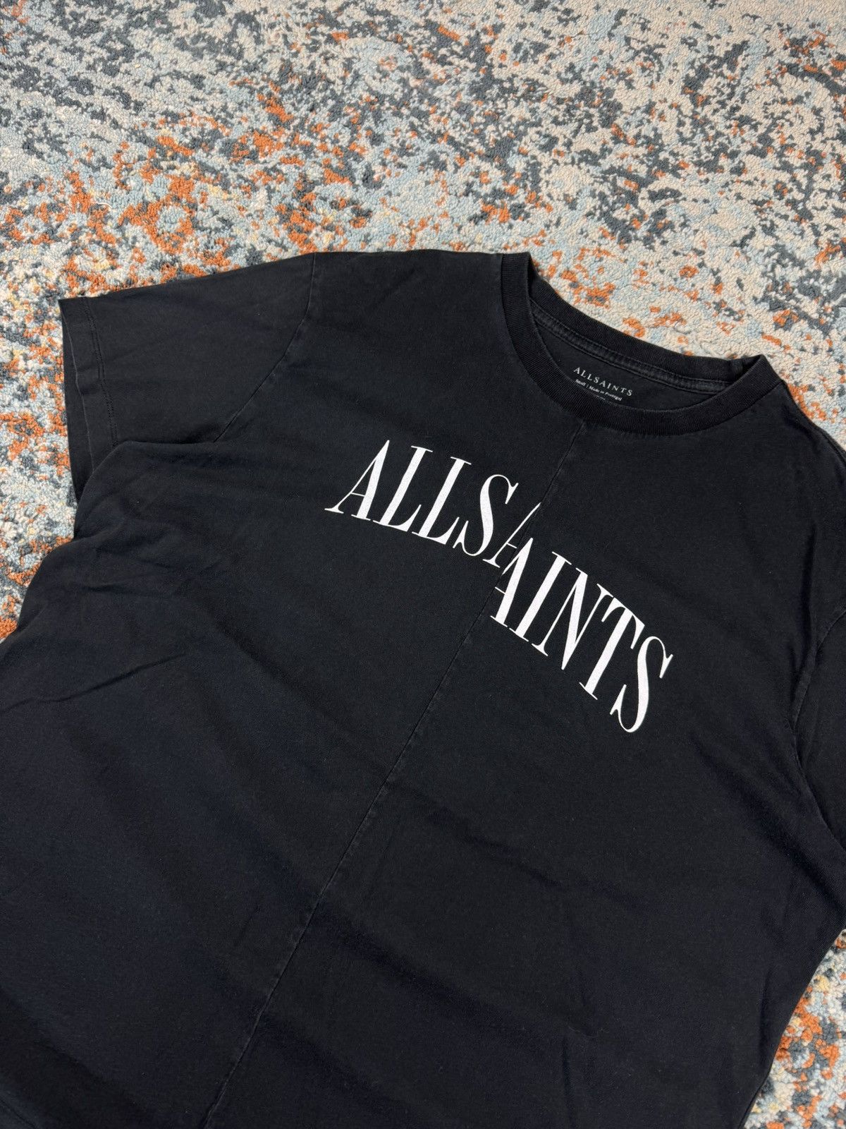 Allsaints × Designer Allsaints split big logo spellout washed tee Size US M / EU 48-50 / 2 - 3 Thumbnail