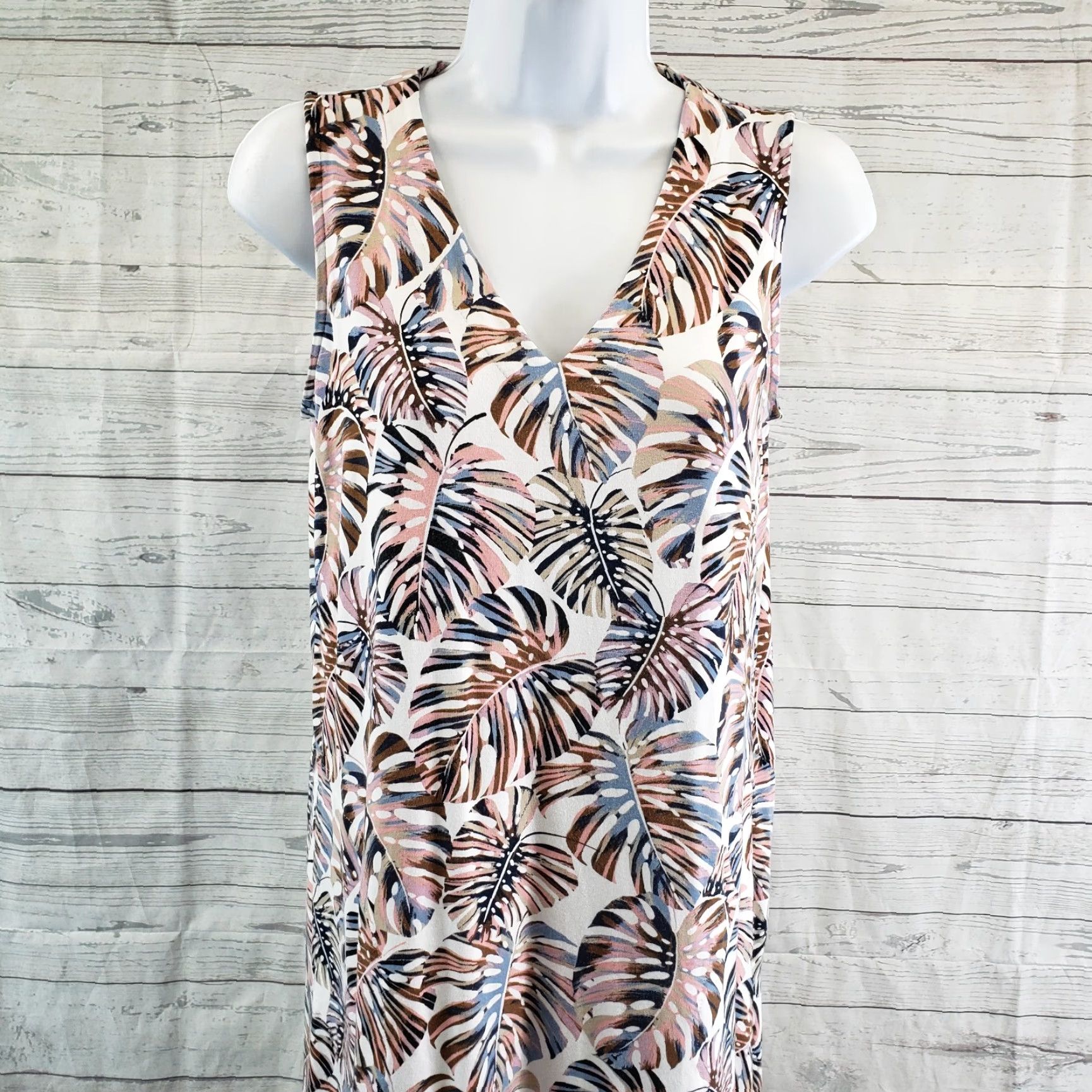J. Jill J Jill Wearever Collection Womens XS Pink Blue Pockets V-Neck Printed Dress Size XS / US 0-2 / IT 36-38 - 2 Thumbnail