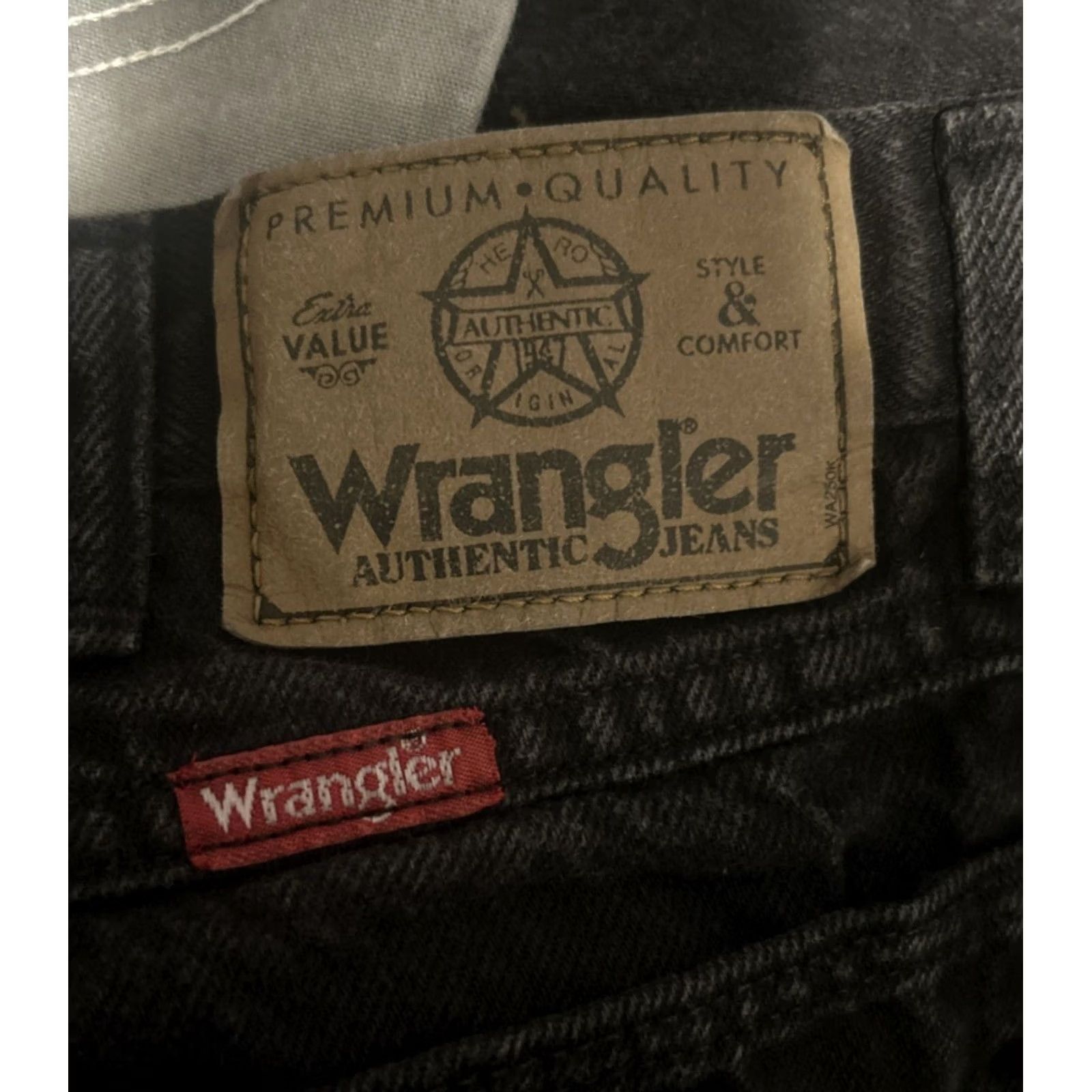 Wrangler VINTAGE Wrangler Jeans Denim Black 34x30 Regular 5-Pocket Cotton Classic Cowboy Mens Belts Loops USA Size US 34 / EU 50 - 5 Thumbnail