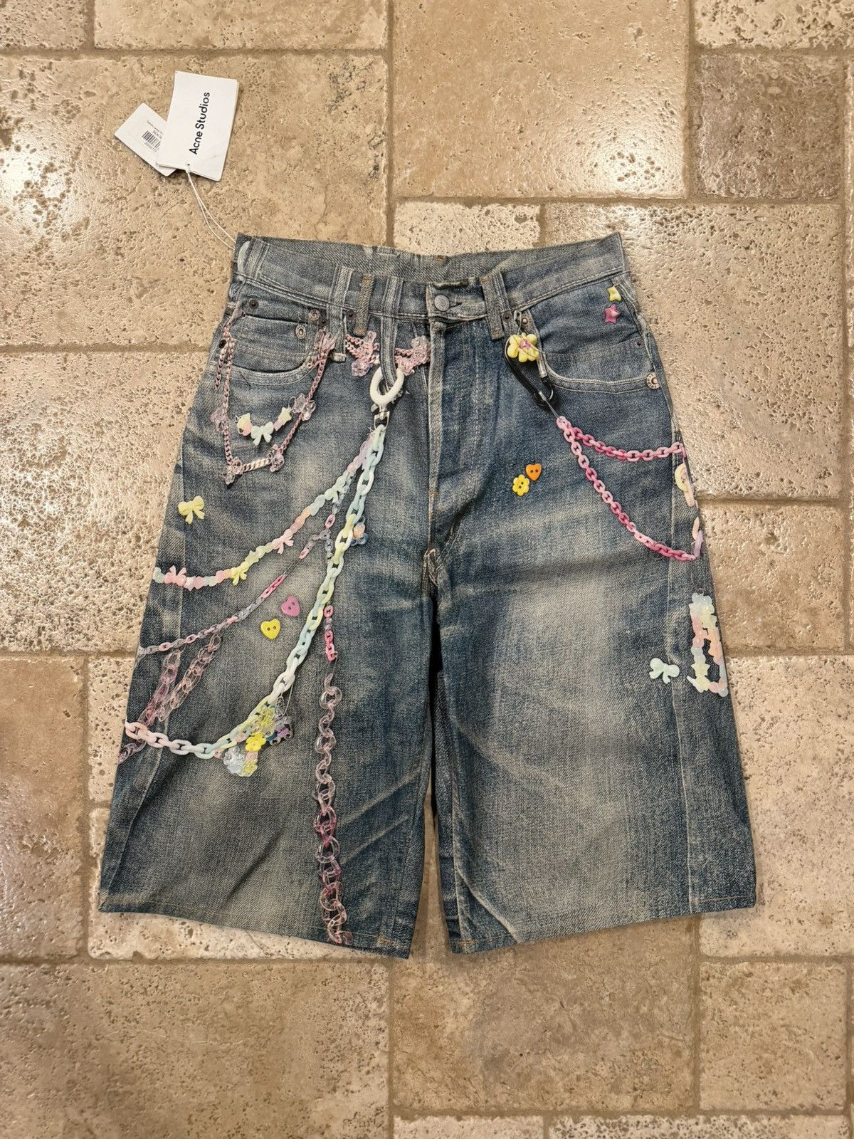 Acne Studios Acnes Studios SS25 Trompe L’Oeil Keychain Blue Denim Shorts Size US 30 / EU 46 - 1 Thumbnail