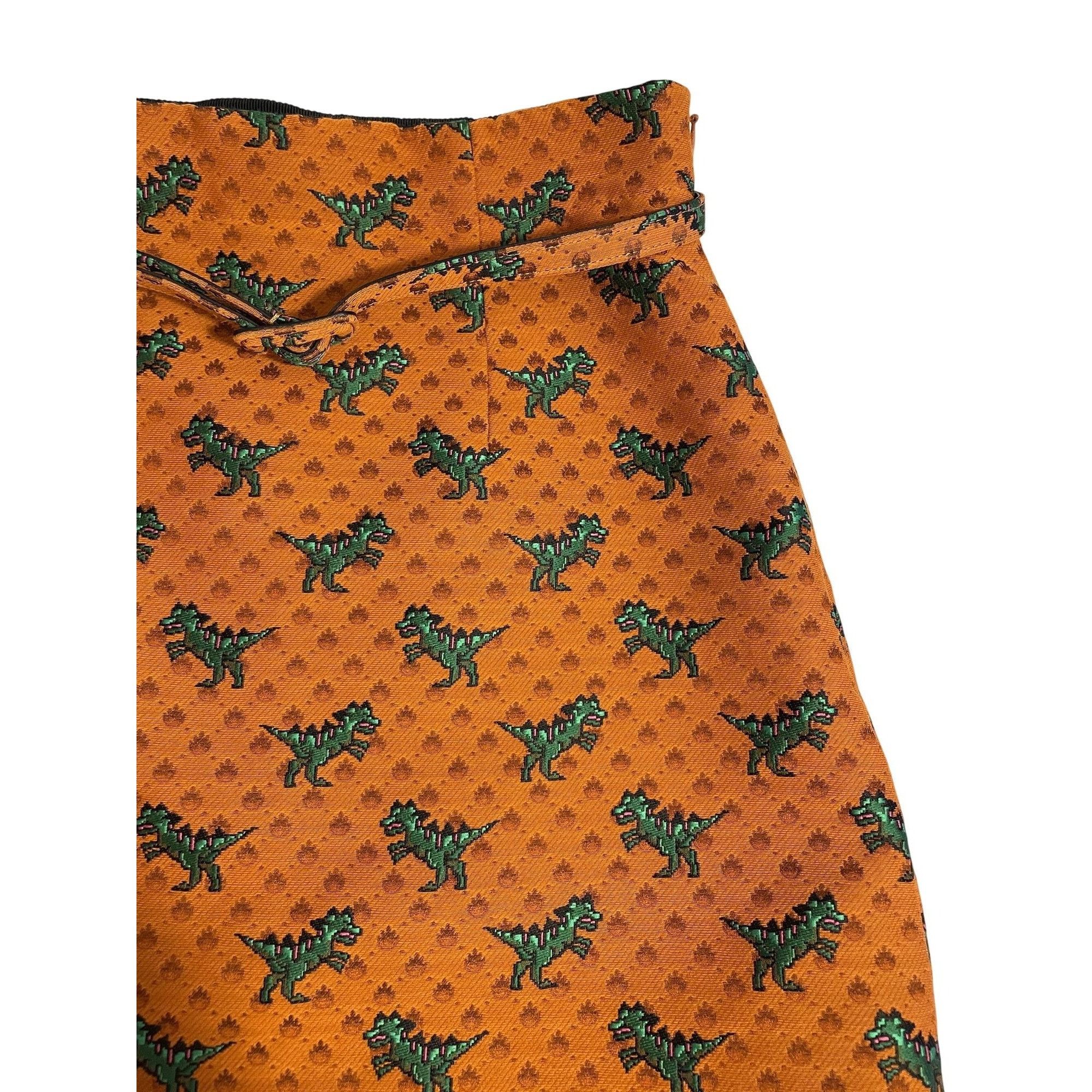 Dior Dior Orange Skirt With Green Dinosaur Pattern & Adjustable B Size 38" / US 16 / IT 52 - 11 Thumbnail