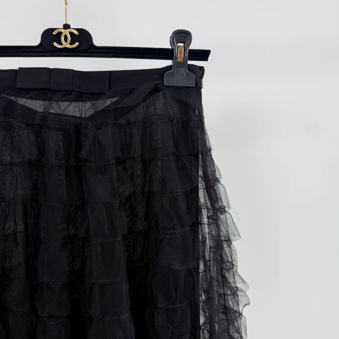 Dior Christian Dior women's Black Lace Long Skirt F36 Size 26" / US 2 / IT 38 - 3 Thumbnail