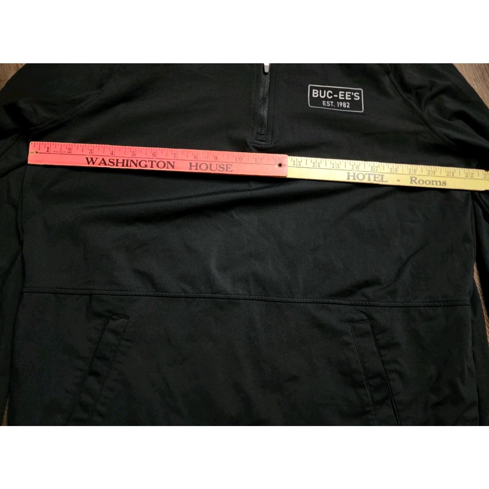 Vintage VINTAGE Bucees Jacket Men’s L 1/4 Zip Windbreaker Black Polyester Unisex Adults कर्मचारी? Size US L / EU 52-54 / 3 - 3 Thumbnail