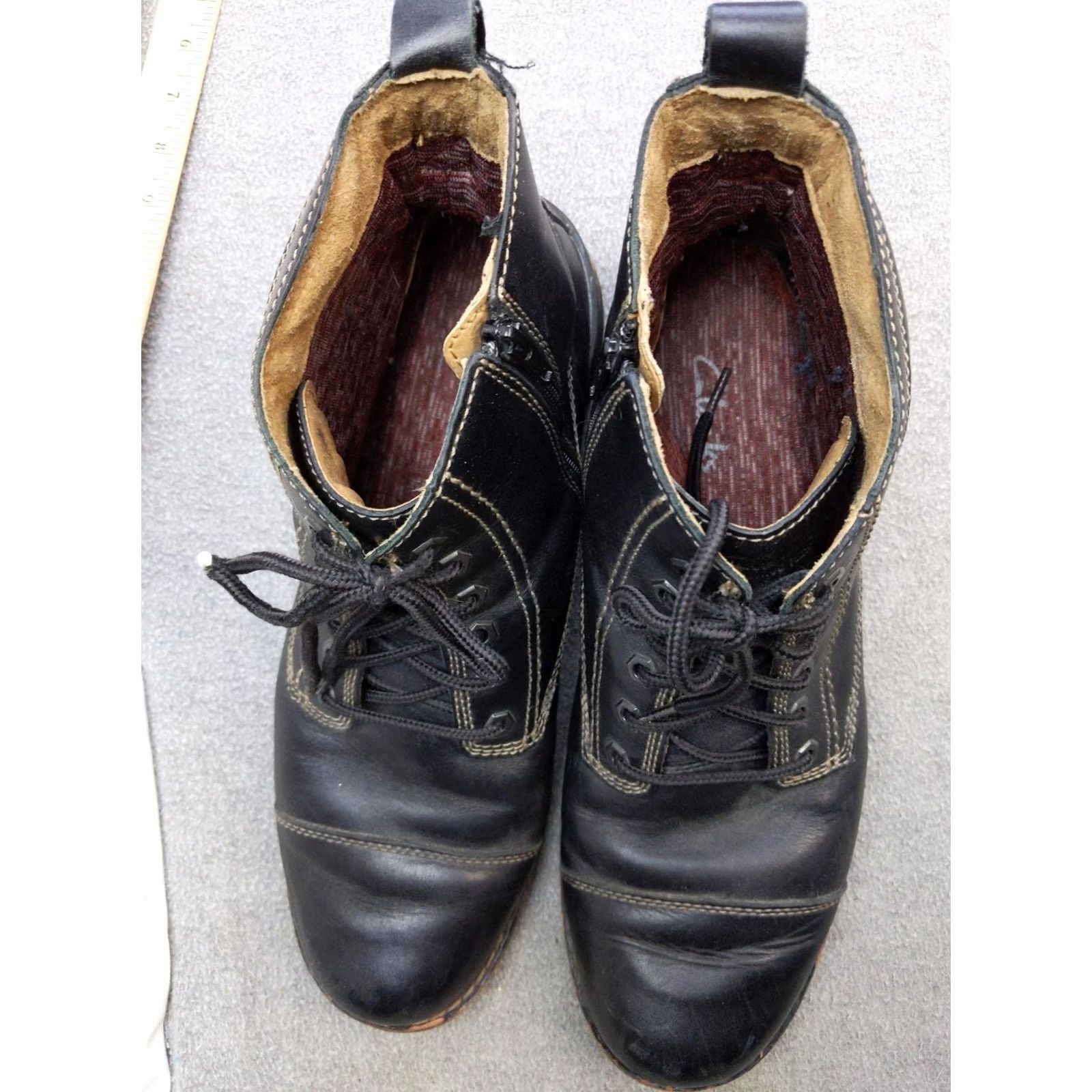 Clarks Clarks Boots Mens Size 13 Black Leather Cap Toe Combat Side Zip Lace Up 33736 Size ONE SIZE - 2 Thumbnail