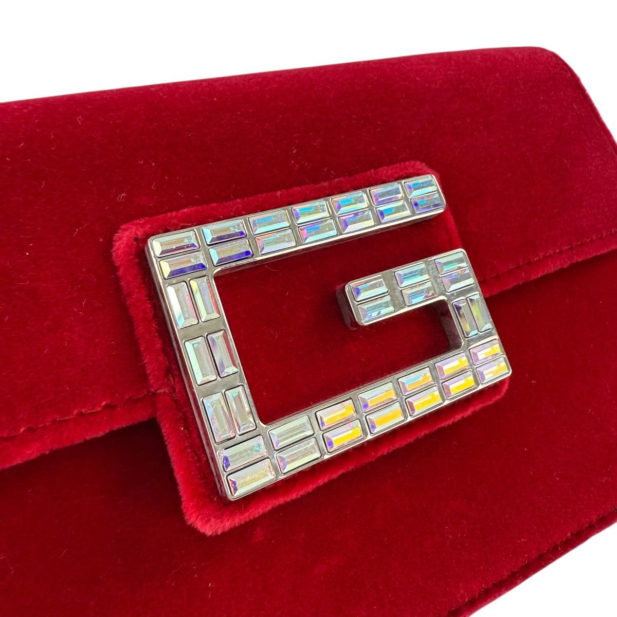 Gucci Gucci Red Velour G Rhinestone Shoulder Bag Size ONE SIZE - 12 Thumbnail