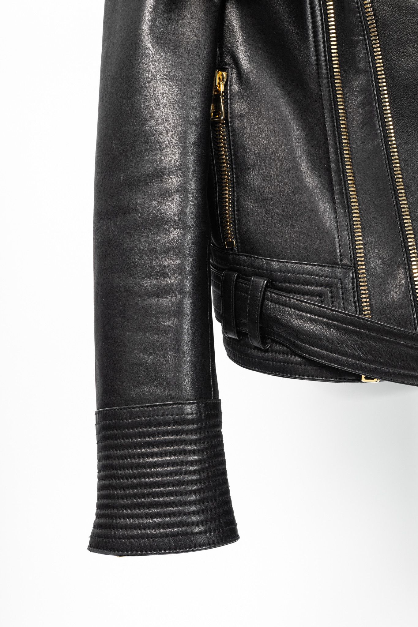 Balmain Balmain Black Lambskin-Leather Quilted Biker Jacket Size M / US 6-8 / IT 42-44 - 7 Thumbnail