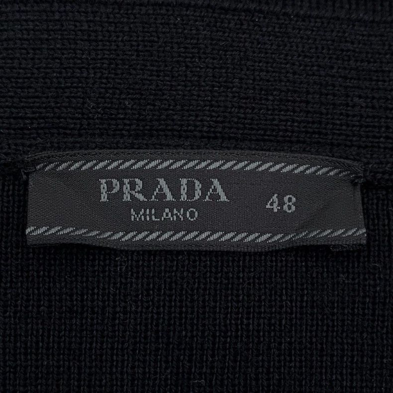 Prada PradaBlack stitching wool V-neck long-sleeved cardigan jack Size US M / EU 48-50 / 2 - 5 Thumbnail