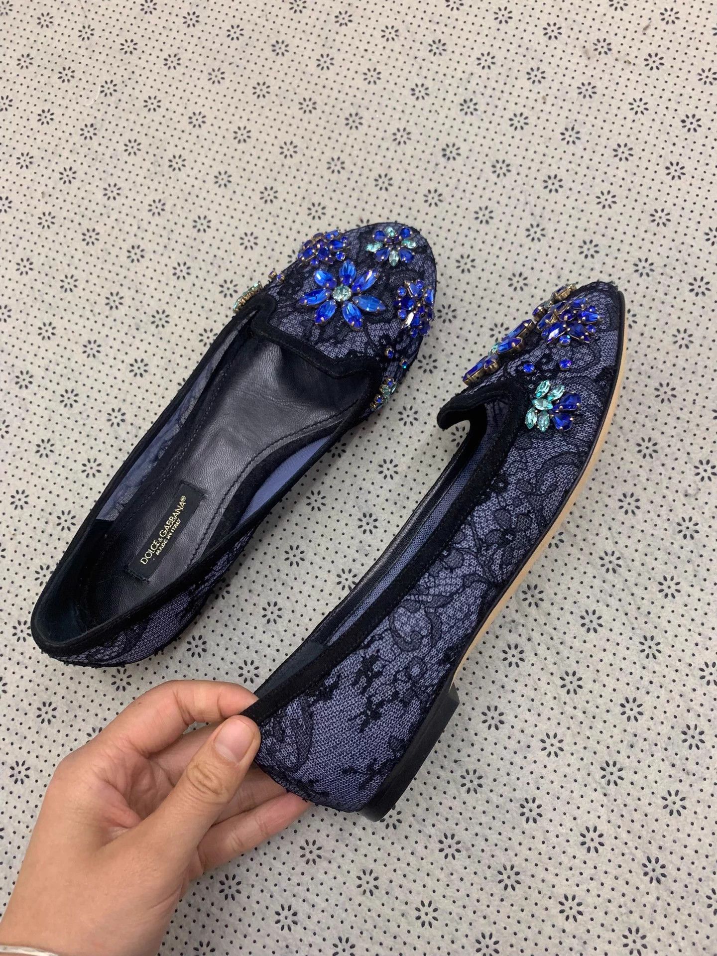 Dolce & Gabbana Dolce&Gabbana blue lace beaded flats 35.5 Size US 4.5 / IT 34.5 - 3 Thumbnail