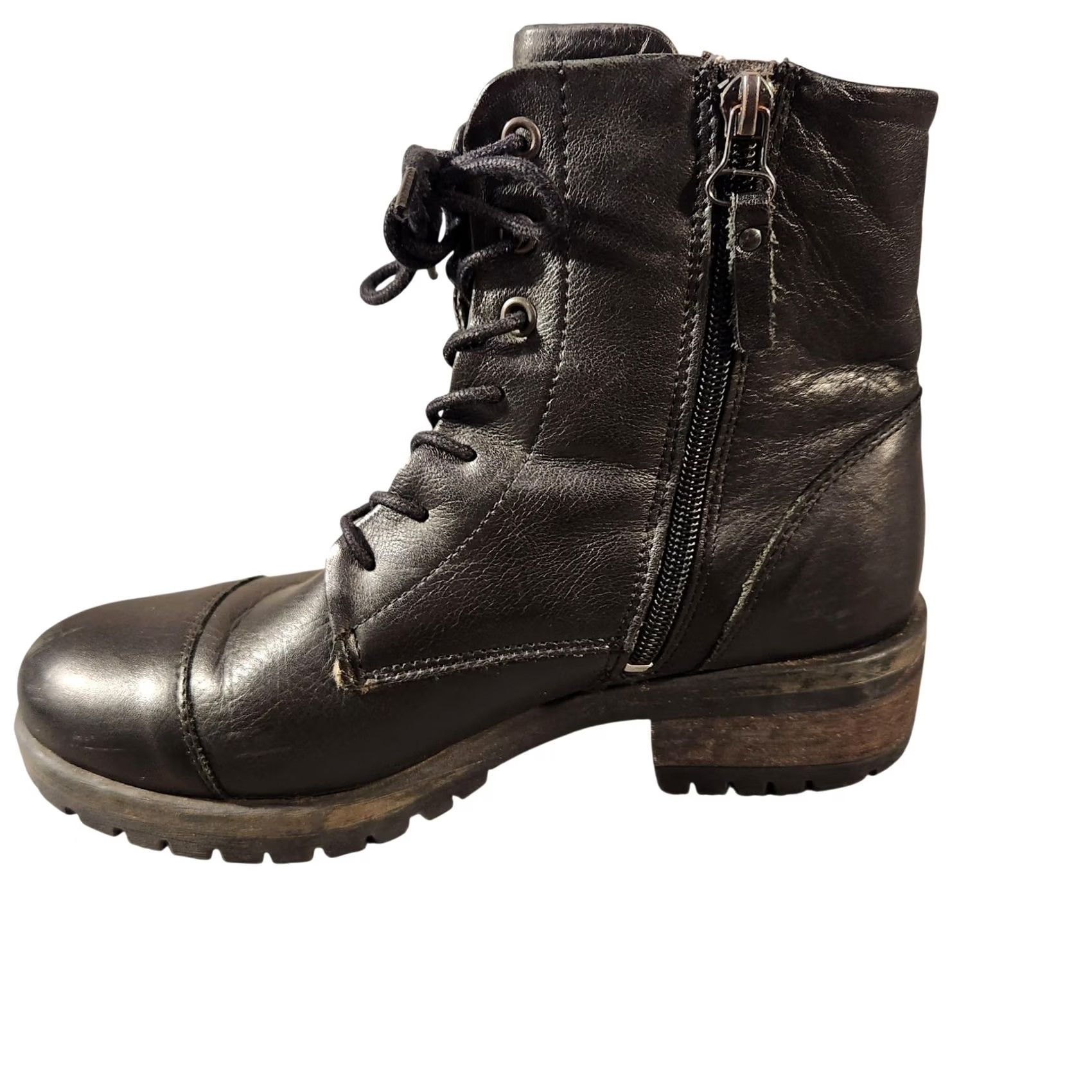 Vintage VINTAGE Lavorazione Artigiana Boots Womens 7.5 Black Combat Lace Up Zip Lug Sole Boots Womens Black 7.5 Union Size US 8 / IT 38 - 2 Thumbnail