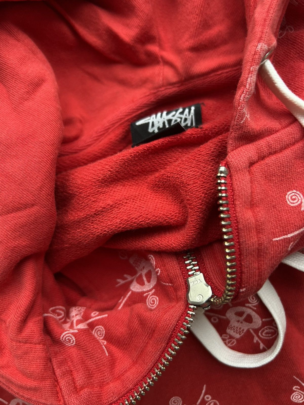 00’s STUSSY VINTAGE ZIP HOODIE MONOGRAM SKATE SKULL Y2K