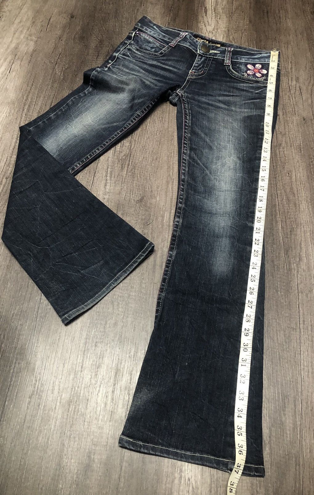 Japanese Brand Pasta Denim Jeans Flower Patch Size 29" - 14 Thumbnail