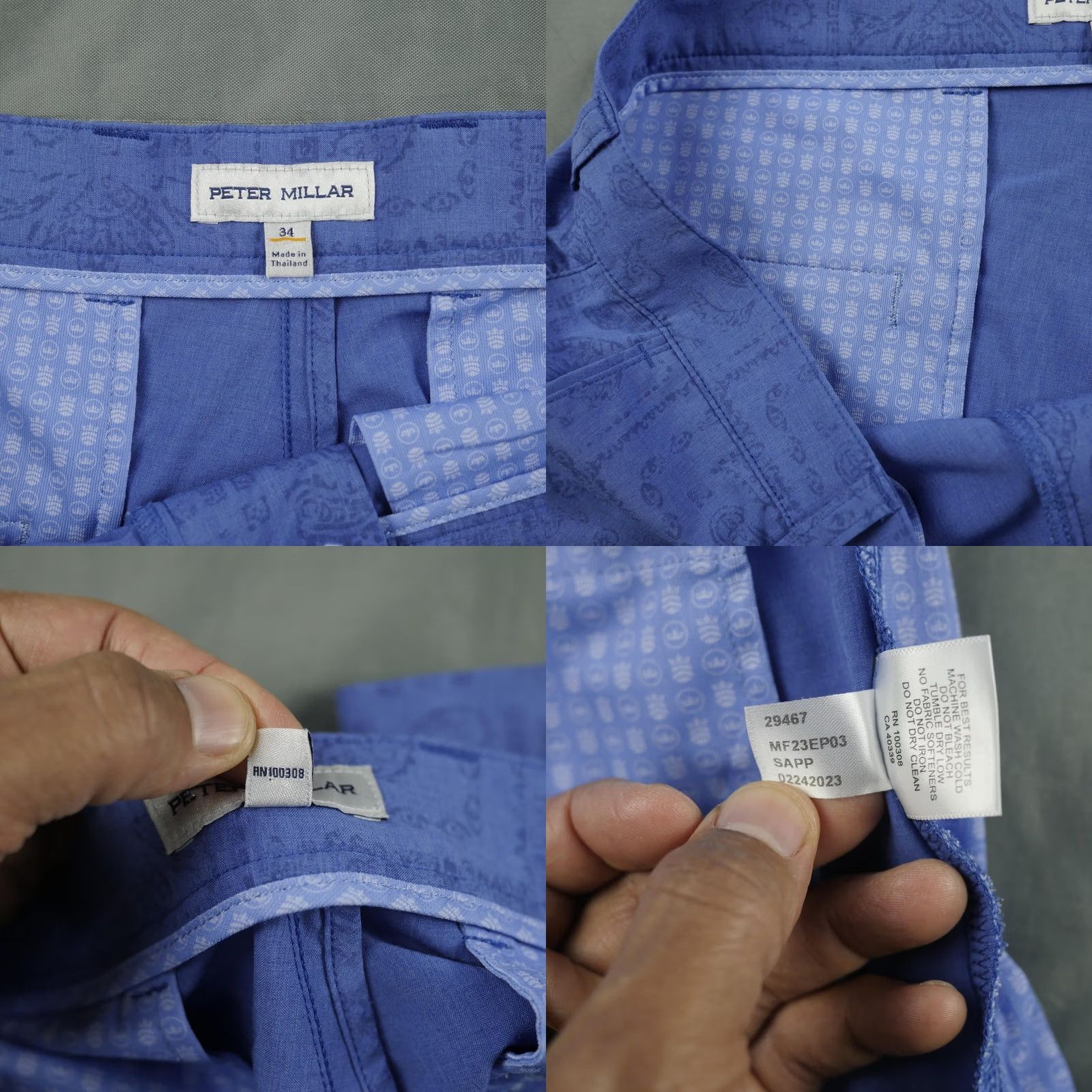 Peter Millar Peter Millar Shorts Mens 34 Blue Paisley Performance Golf Lightweight Stretch Chino 34 Inseam 10 in Regular Front Flat Front Pockets Womens? Size US 34 / EU 50 - 8 Thumbnail