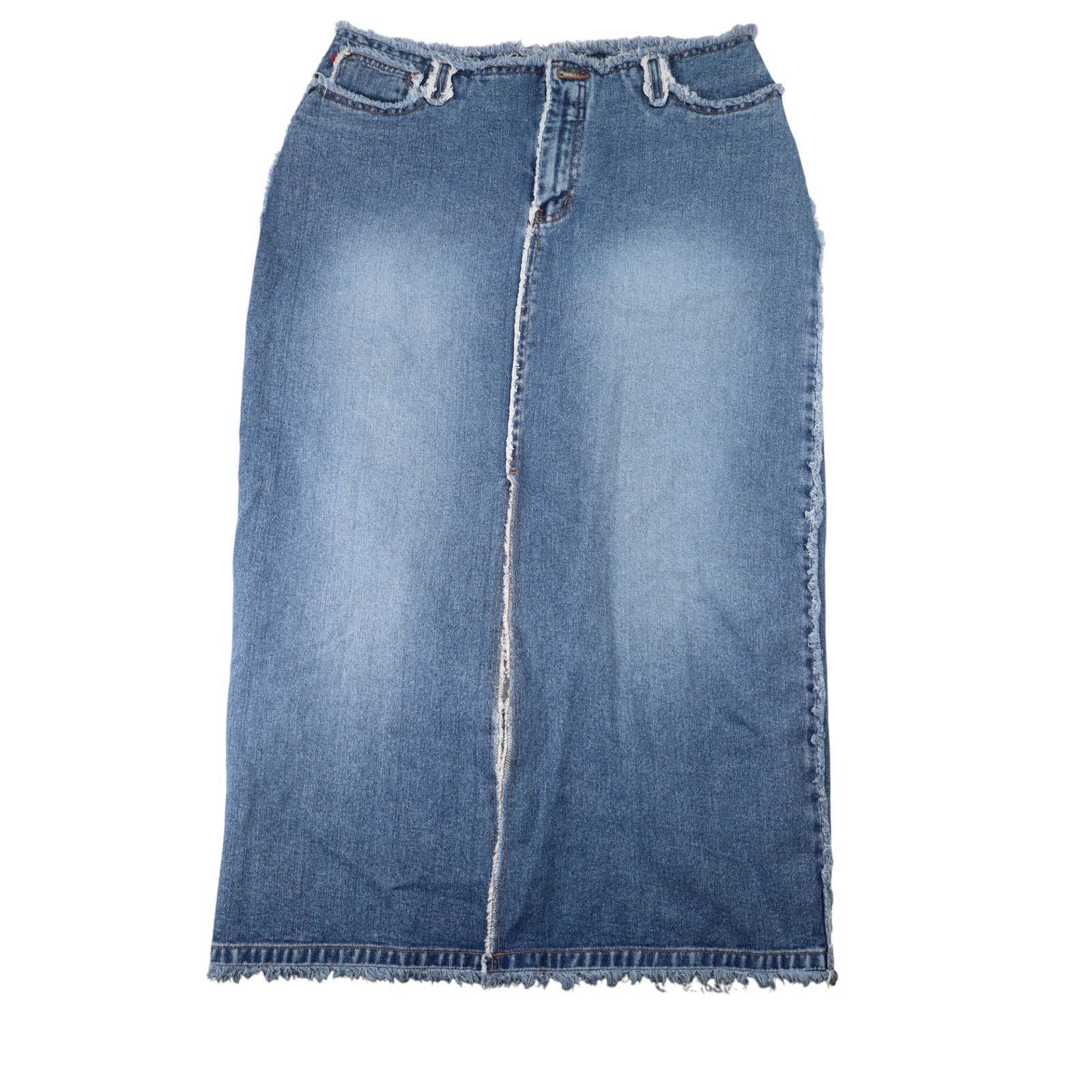 Vintage Vintage Y2k Zana Di Denim Frayed Edge Maxi Skirt Size 32" / US 10 / IT 46 - 1 Thumbnail