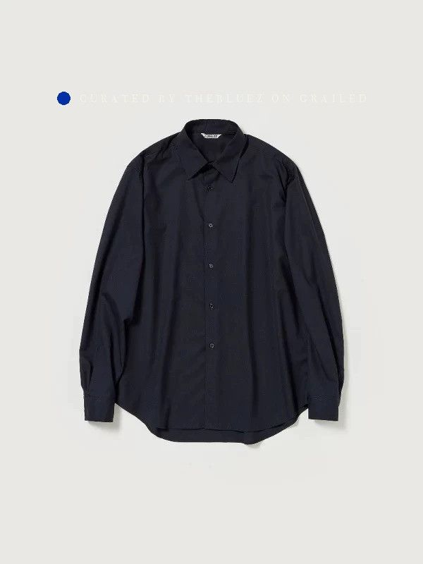 Auralee Tropical Wool Button-Up Shirt in Navy Size US M / EU 48-50 / 2 - 1 Thumbnail