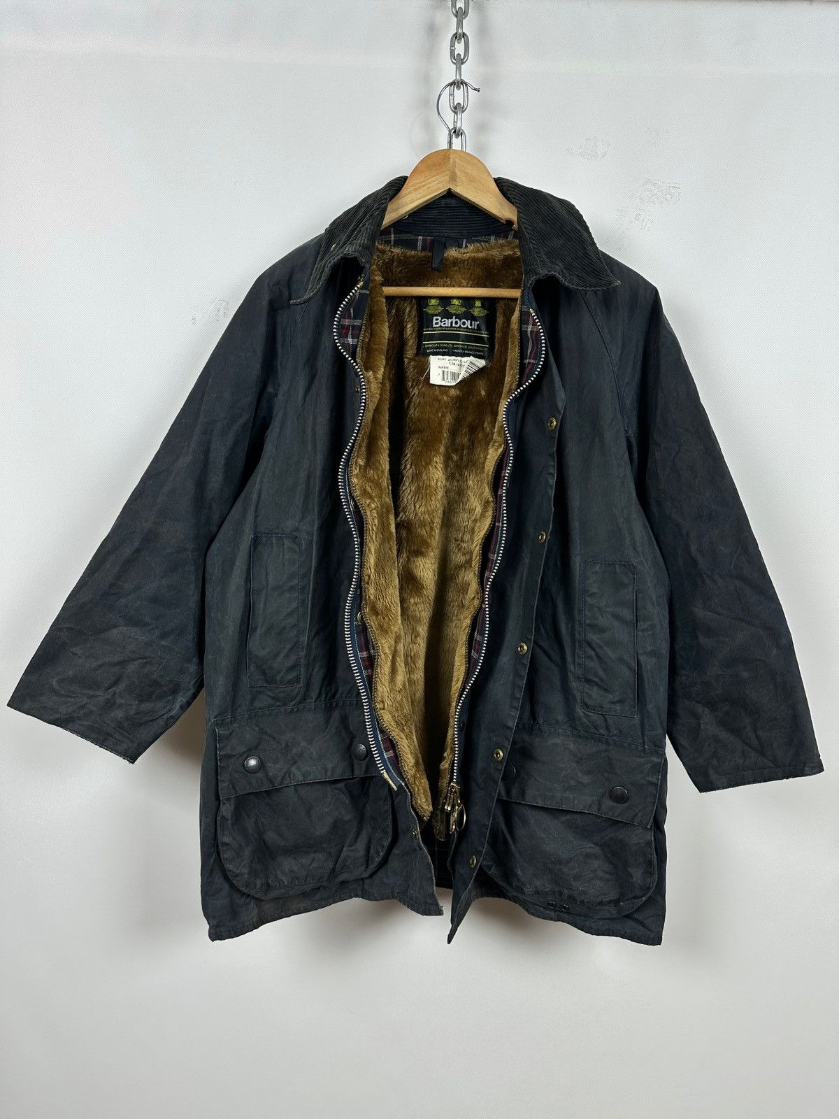 Barbour Vintage Barbour Beaufort Navy Waxed Jacket/Warm Pile Lining Size US L / EU 52-54 / 3 - 2 Thumbnail